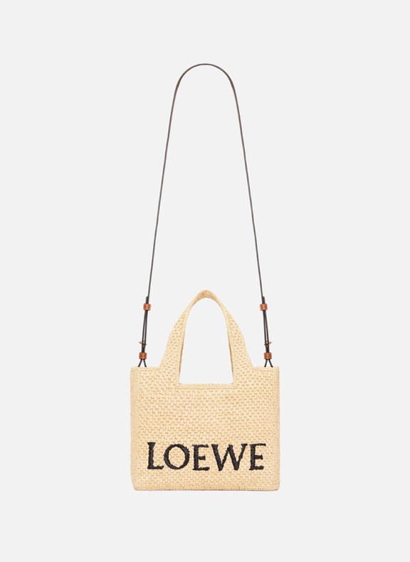 LOEWE Font Tote petit en raphia et cuir Beige by LOEWE LOEWE LOEWE Font Tote petit en raphia et cuir Beige