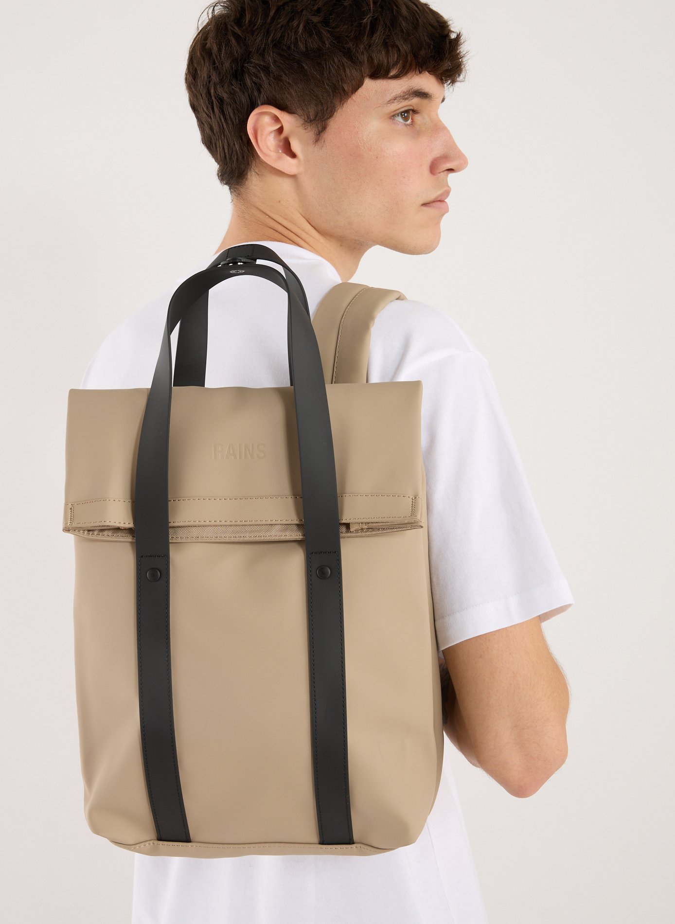 2 Way Tote Mini Backpack RAINS Beige