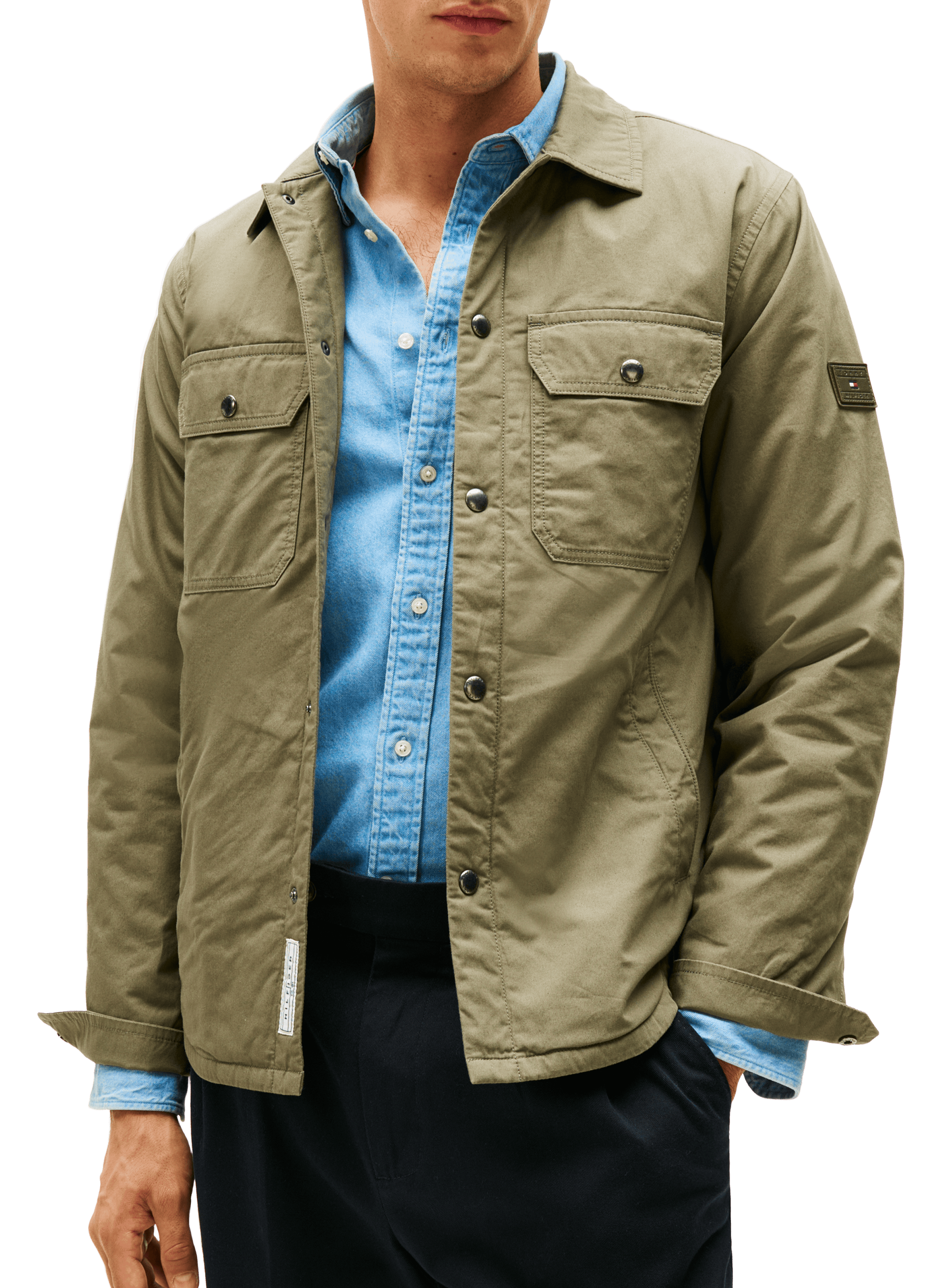 TOMMY HILFIGER Straight cotton overshirt Green