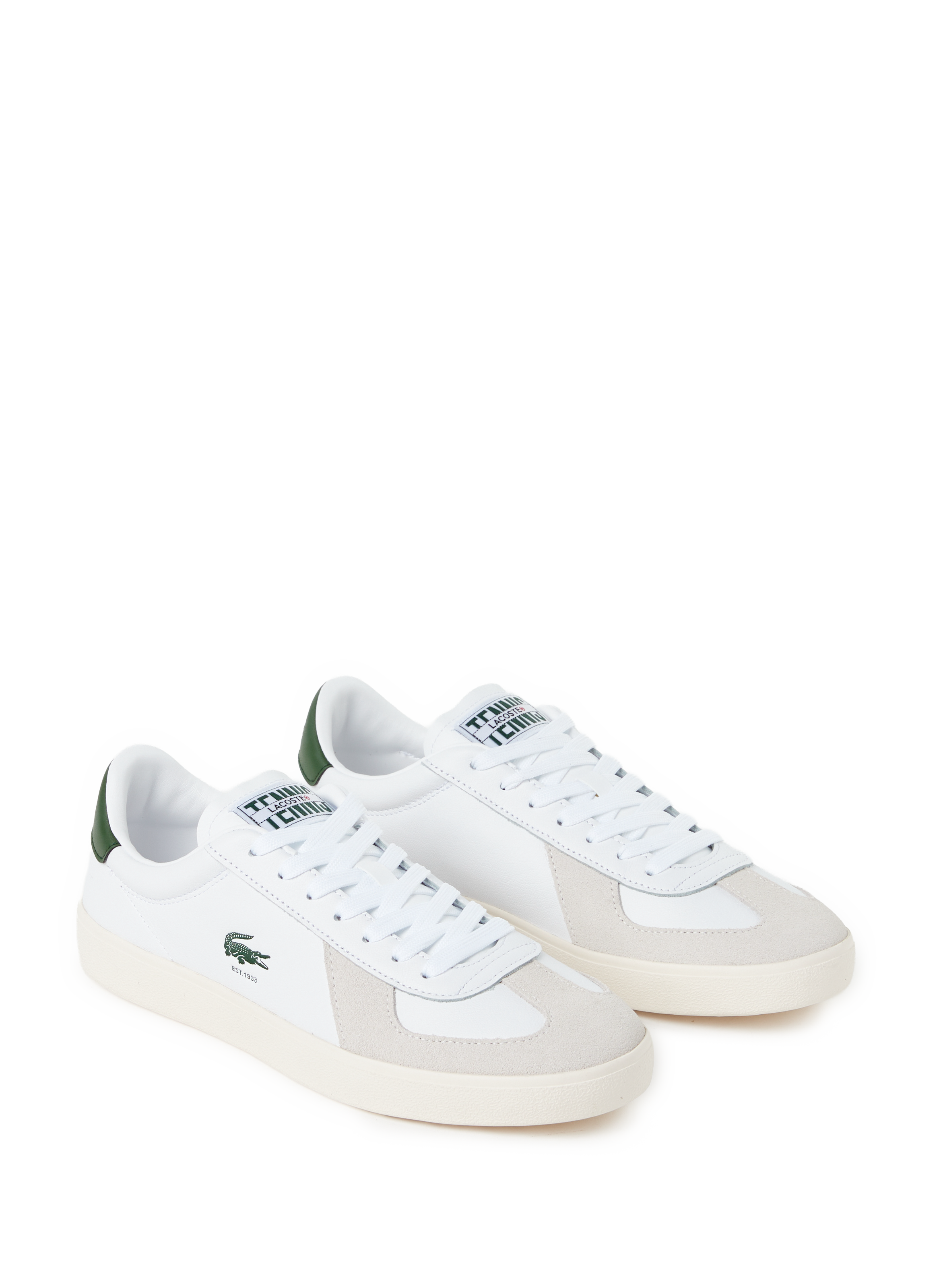 Leather and cotton blend sneakers LACOSTE White