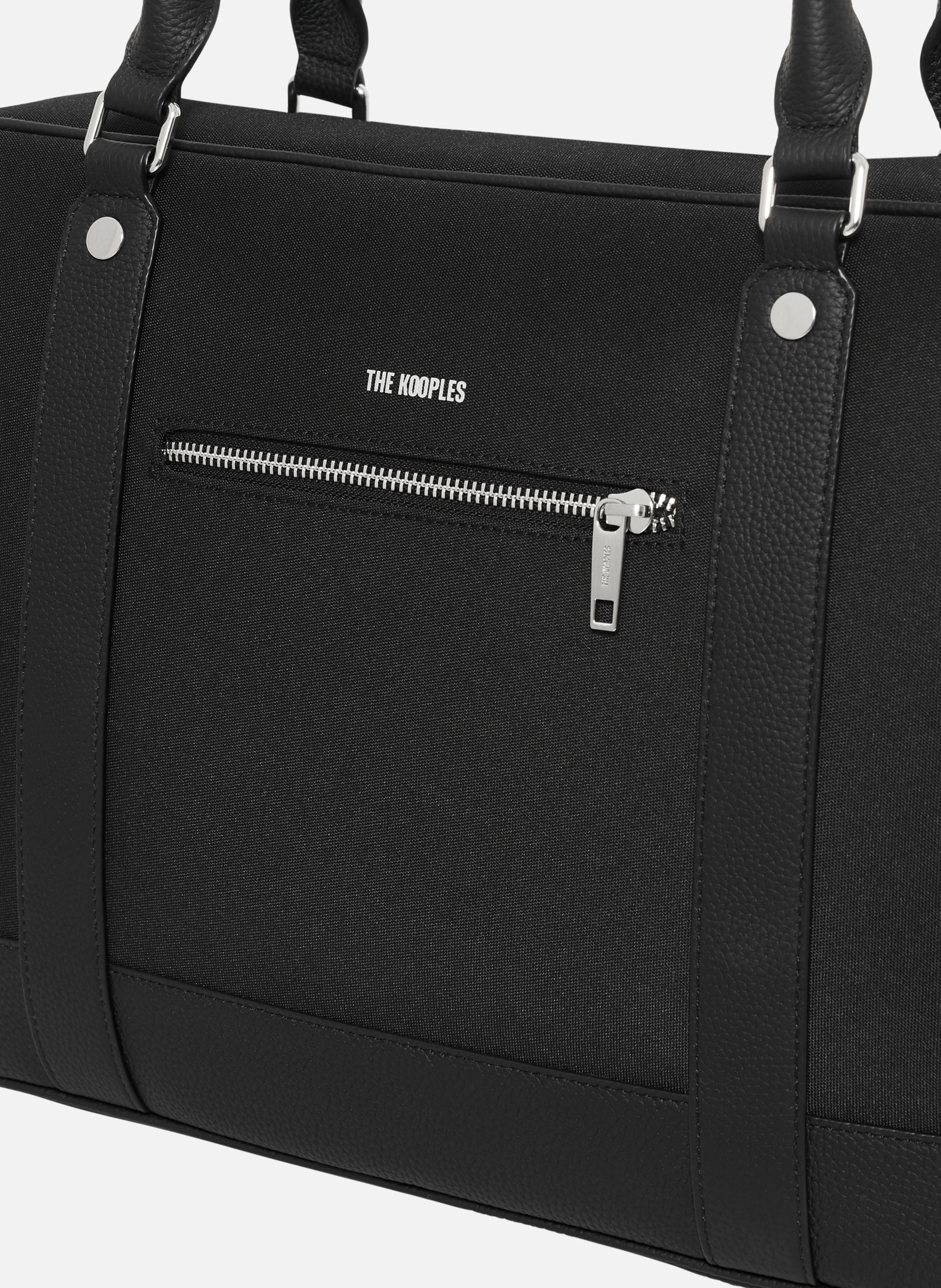 Porte-documents en canvas et cuir grainé THE KOOPLES Noir
