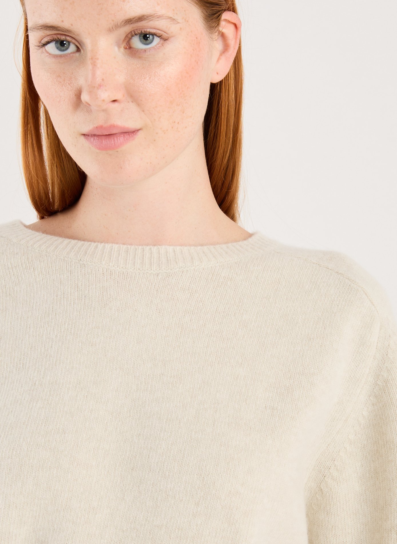 Pull col rond en laine et cachemire mélangés LE 17 SEPTEMBRE Beige