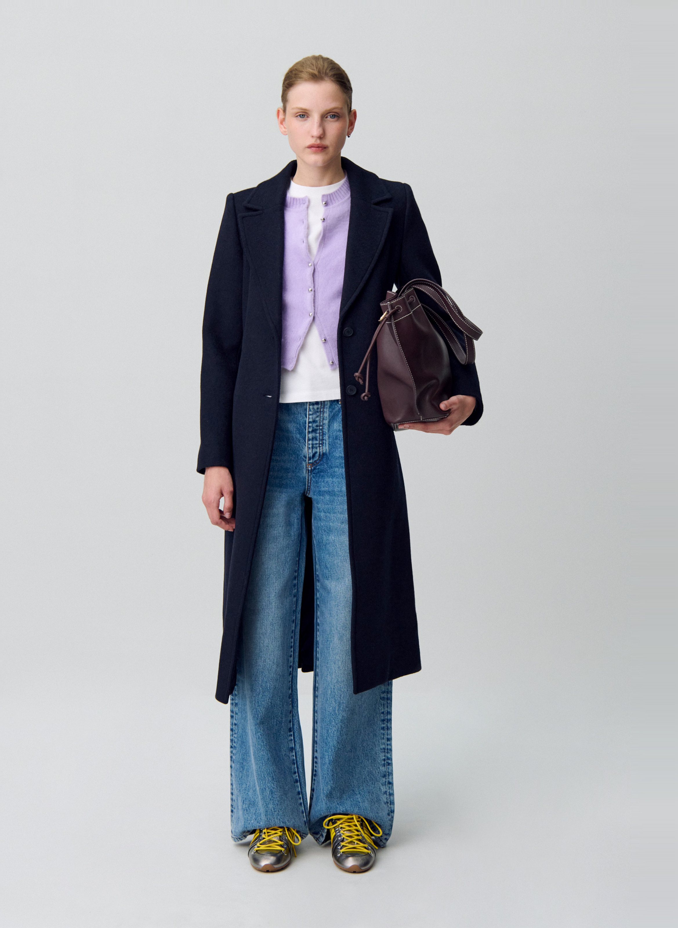 Manteau droit en laine mélangée generalbis CLAUDIE PIERLOT Bleu