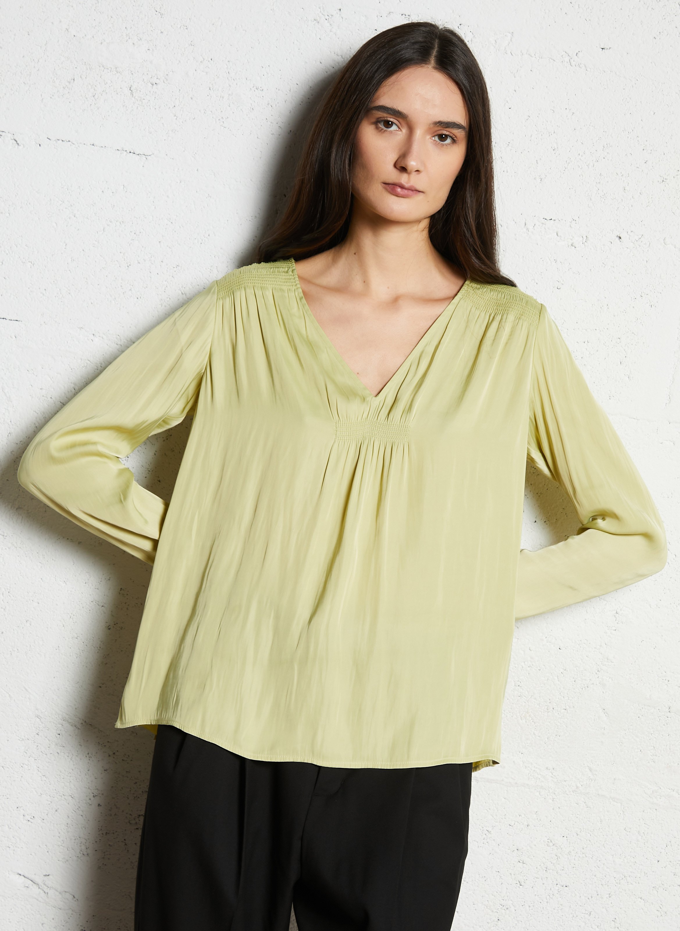 Blouse col v fluide IKKS Vert