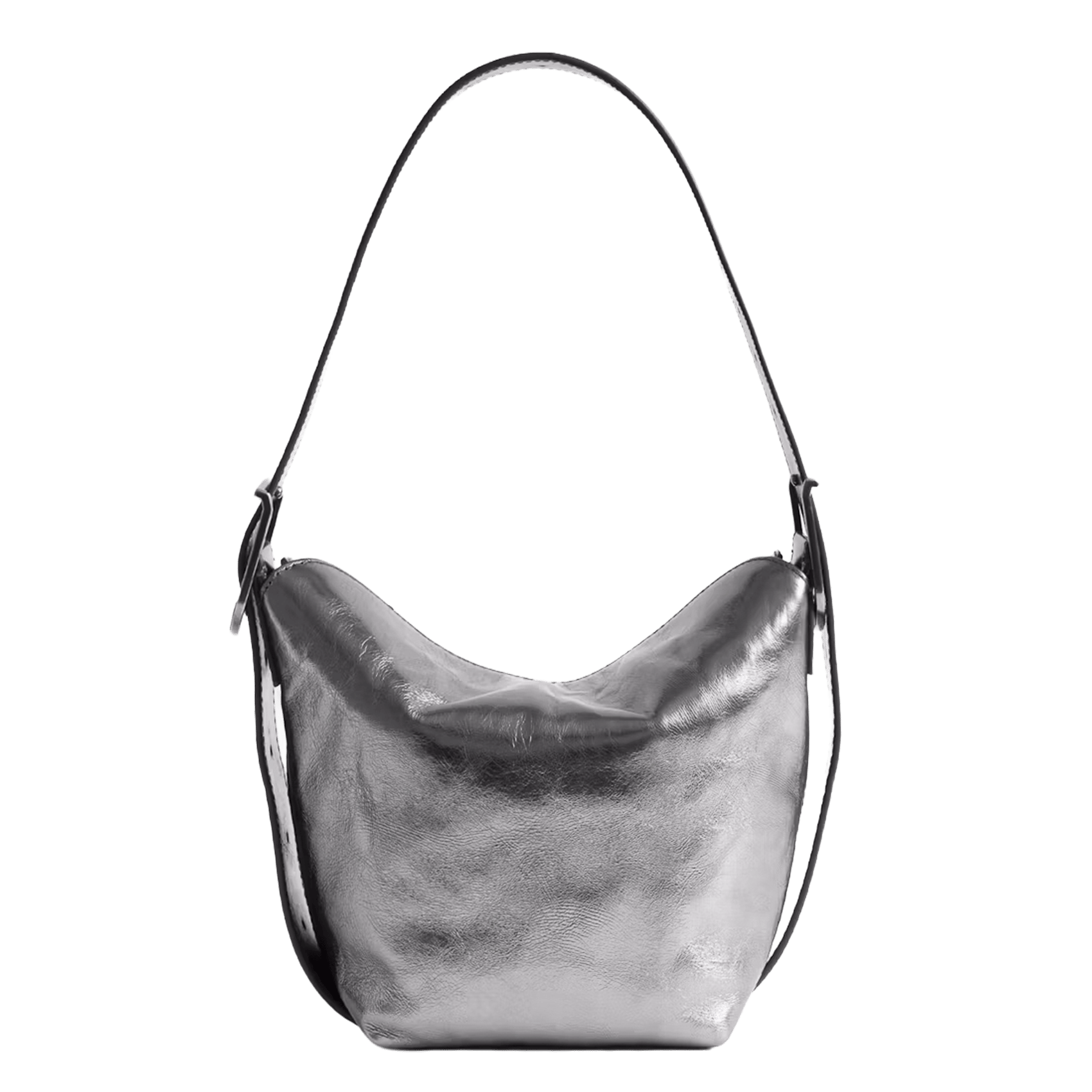 Sac porté épaule en cuir métallisé baby jane ZADIG&VOLTAIRE Gris