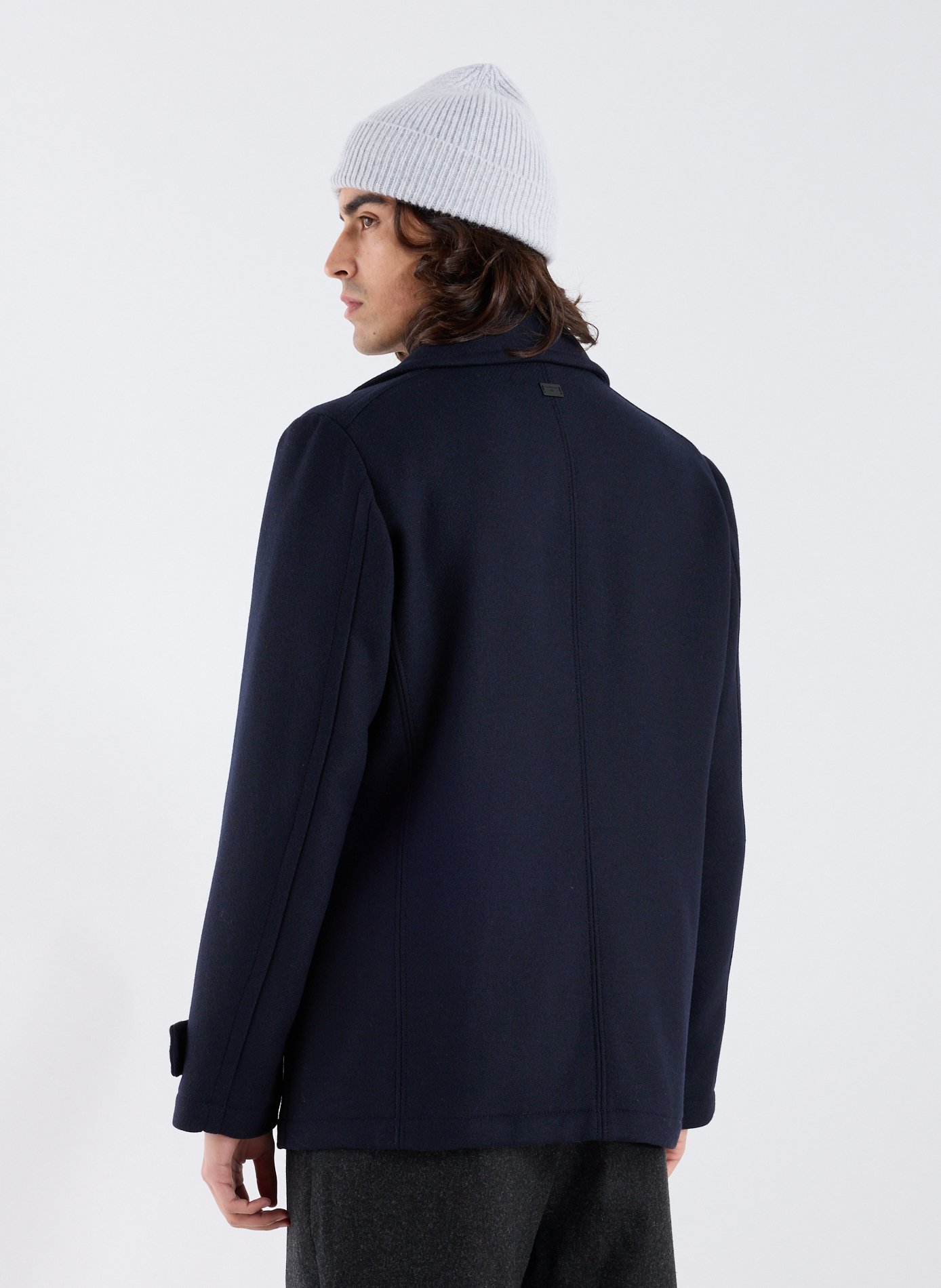 Straight wool-blend coat with classic collar STRELLSON Blue