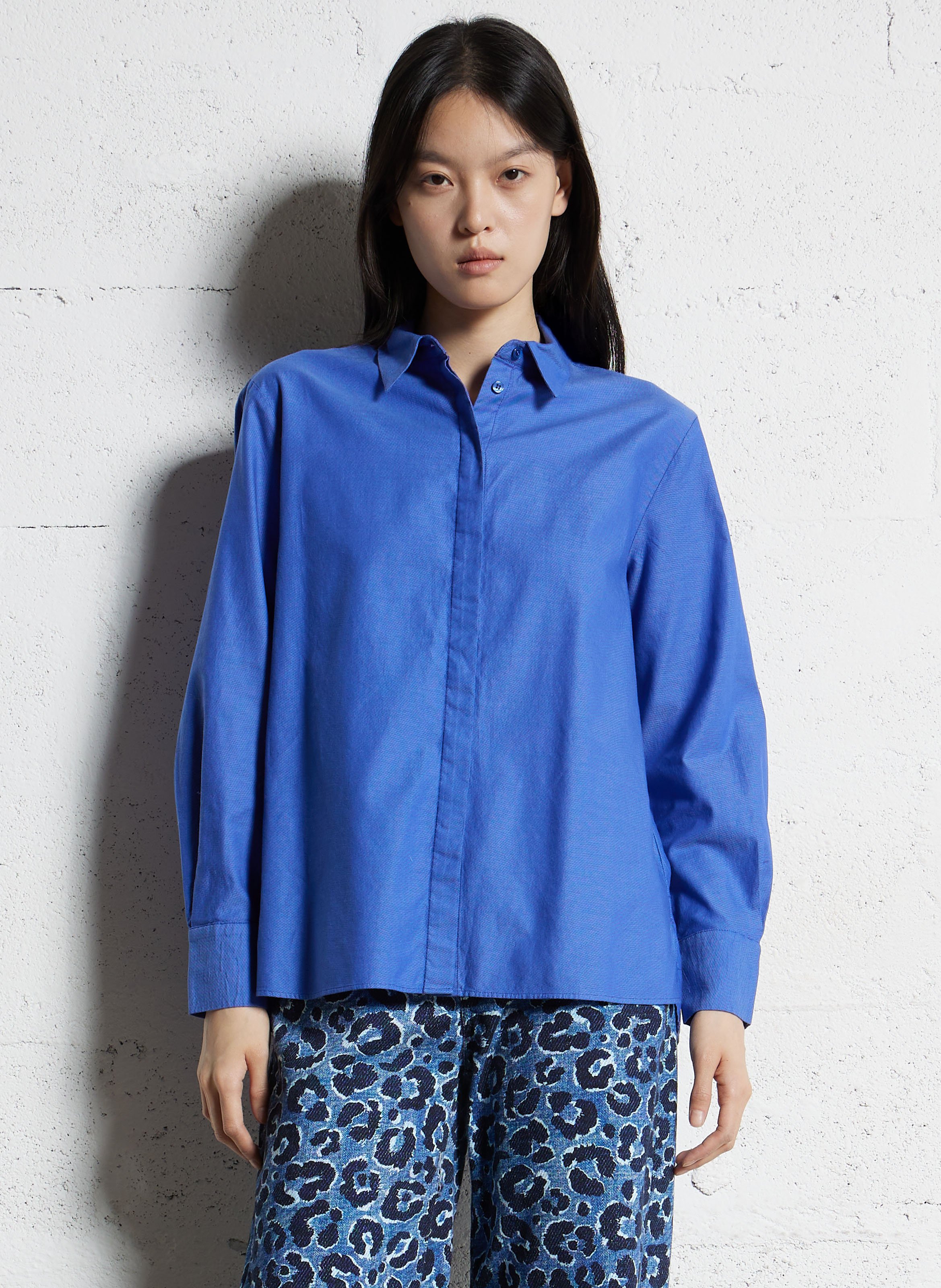 Chemise droite boutonnée en coton esmeralda MAISON 123 Violet