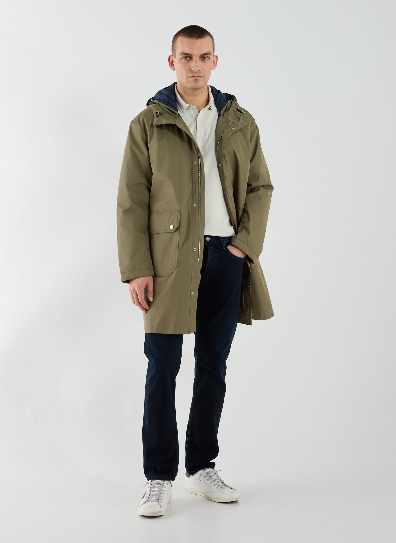 Manteau uni à capuche REPLAY Vert