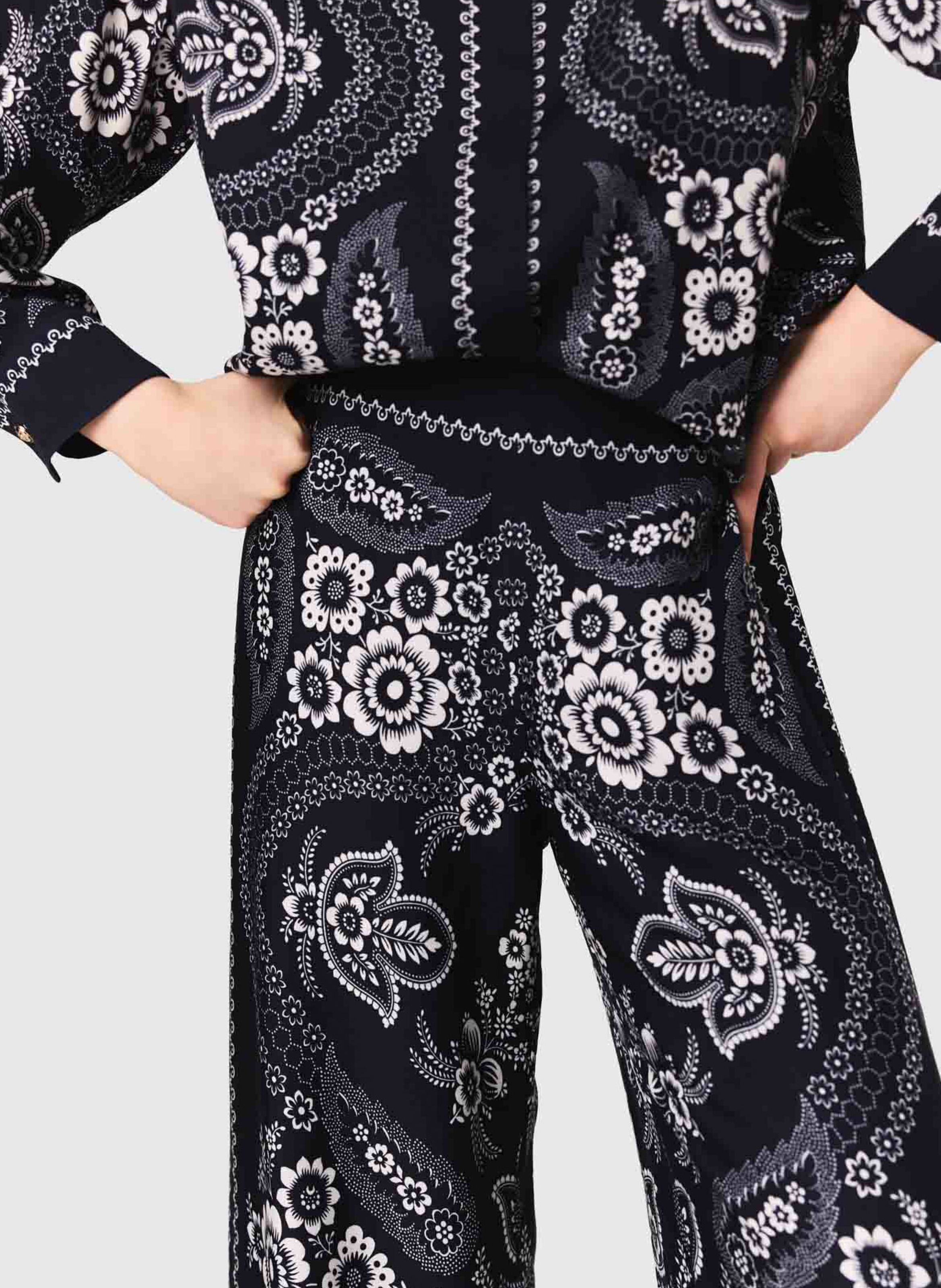 Pantalon large imprimé fluide MAJE Bleu