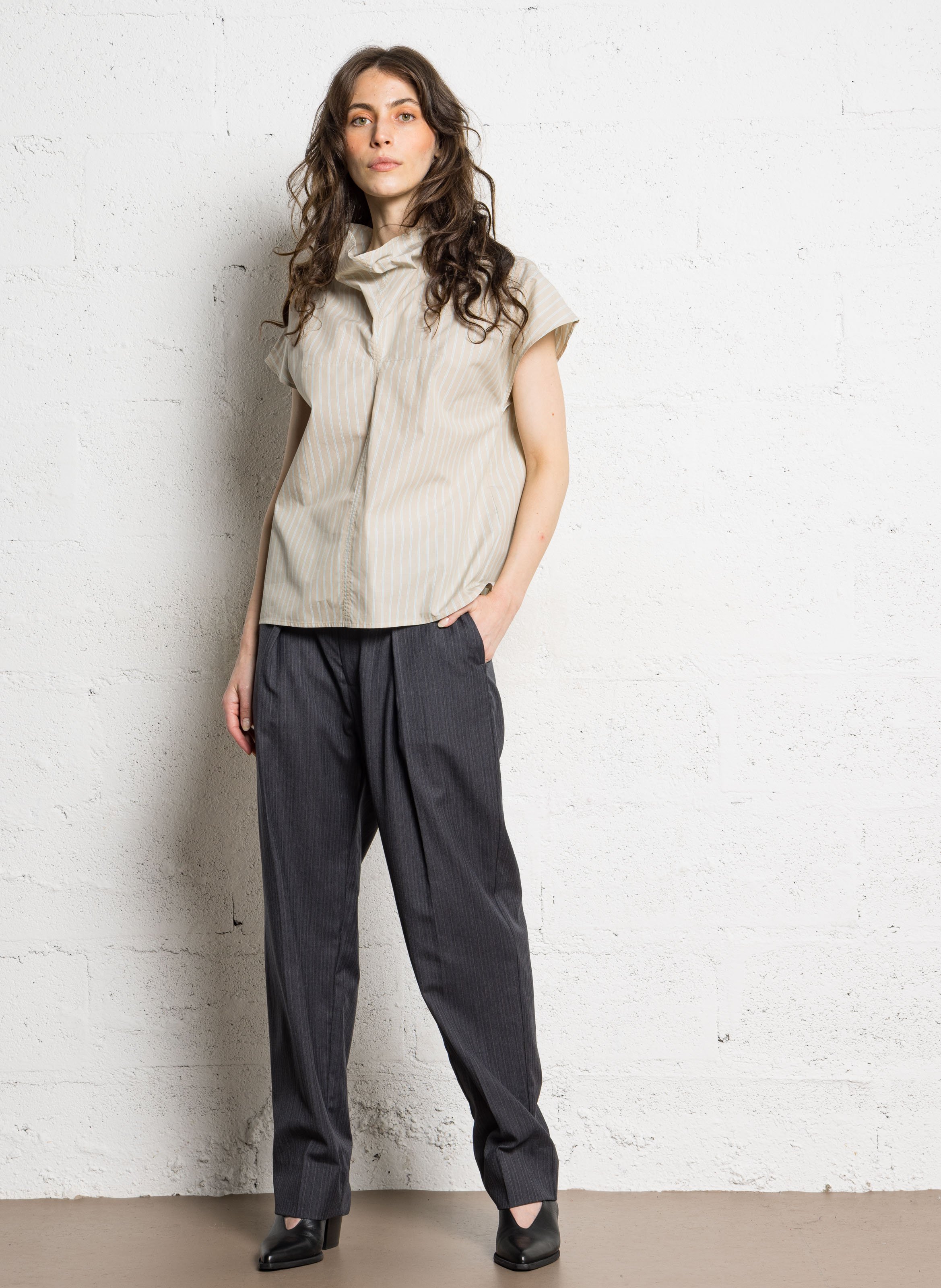 Top droit en coton bio farah SOEUR Gris