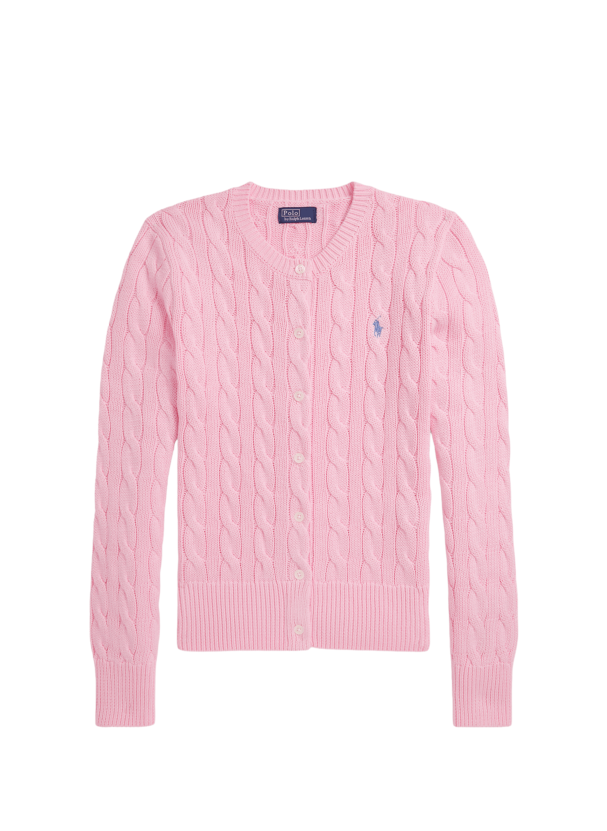 Cardigan cintré torsadé en coton POLO RALPH LAUREN Rose