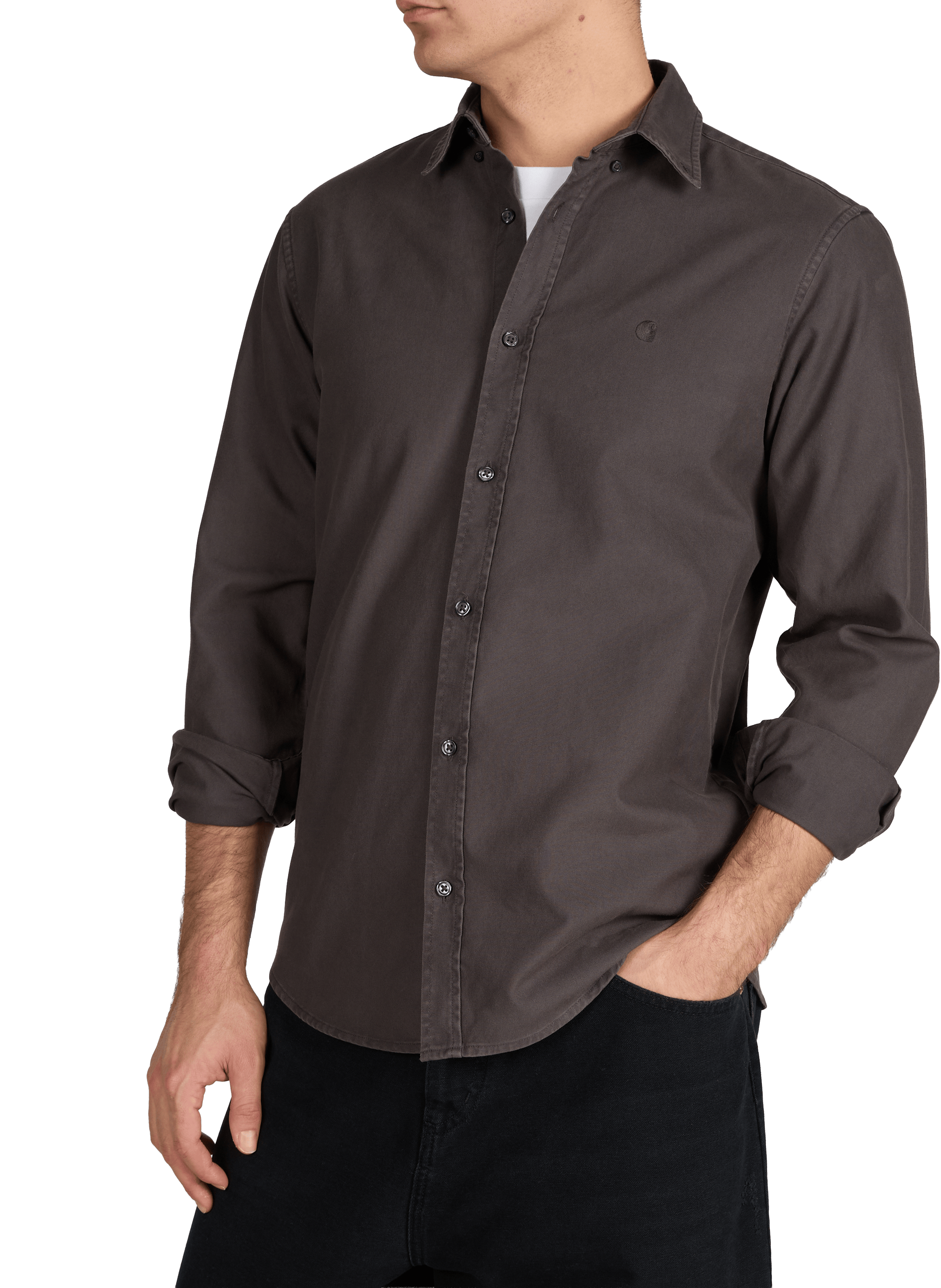 Solid straight cotton shirt CARHARTT WIP Grey