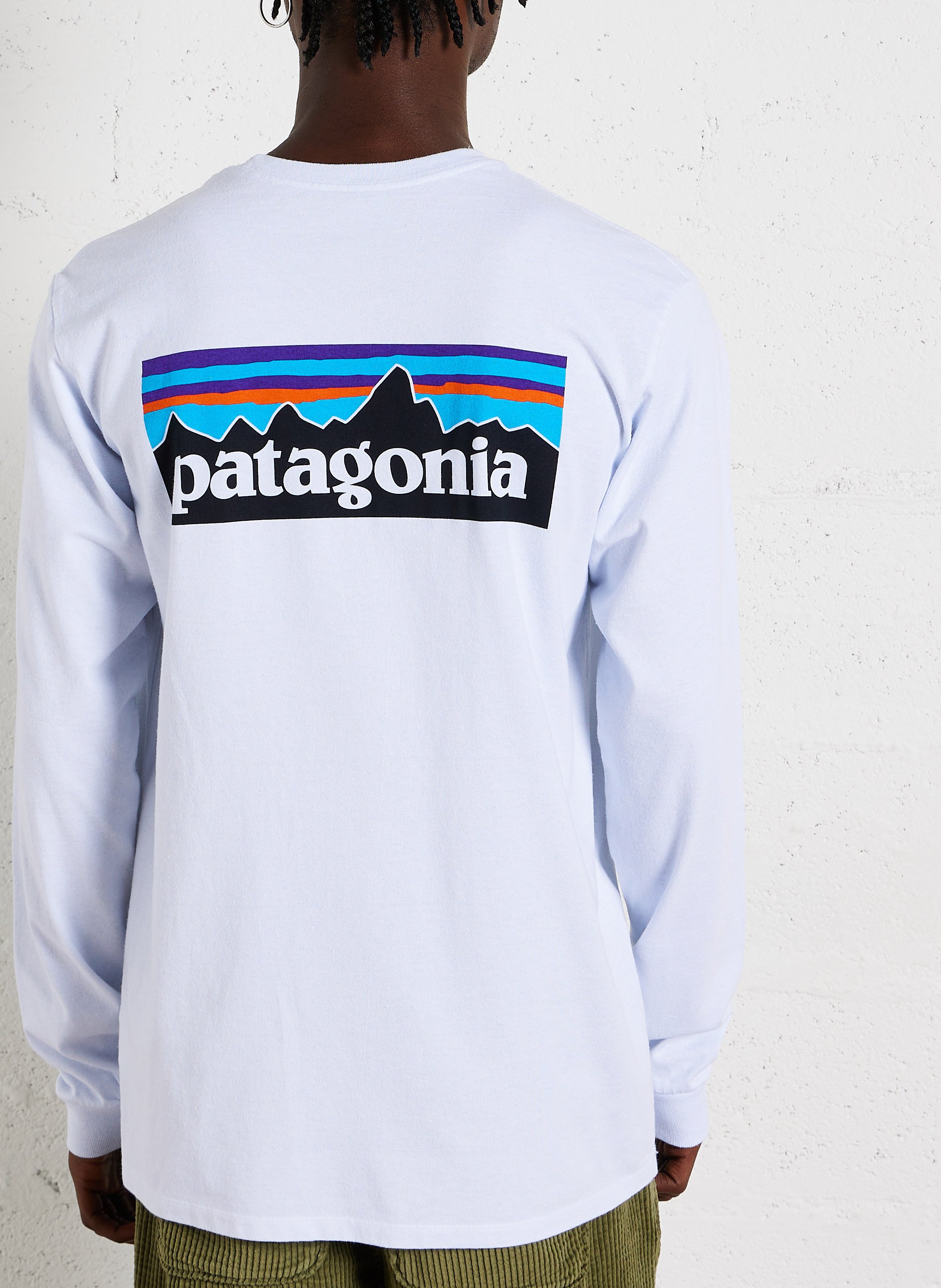 Tee-shirt col rond regular-fit sérigraphié en coton recyclé mélangé PATAGONIA Blanc