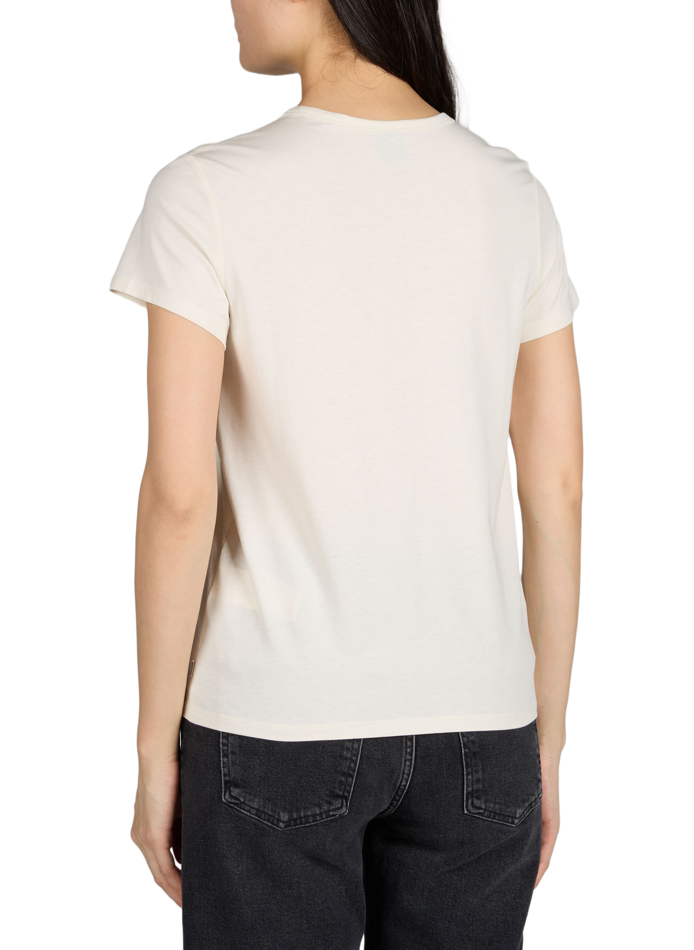 T-shirt à col rond en coton et soie mélangés BOSS Beige