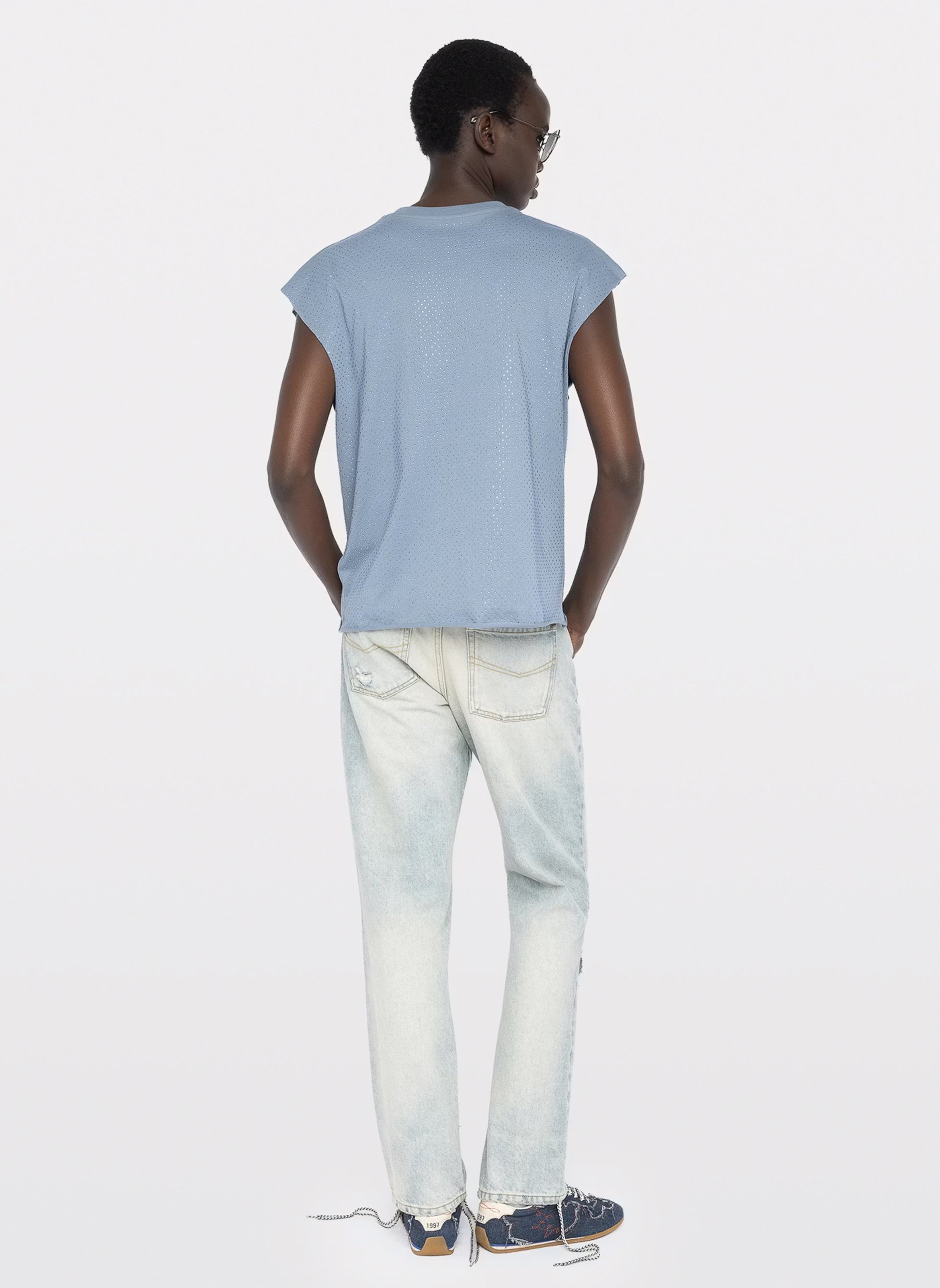 Tee-shirt droit col rond à strass cloe ZADIG&VOLTAIRE Bleu