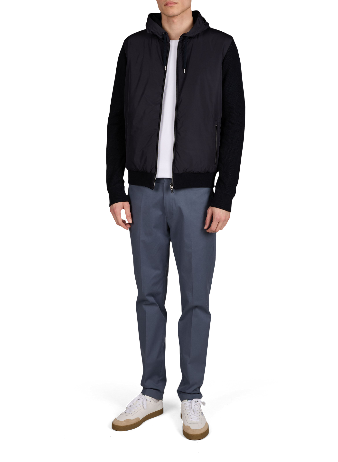 Light two-material hooded jacket HERNO Blue