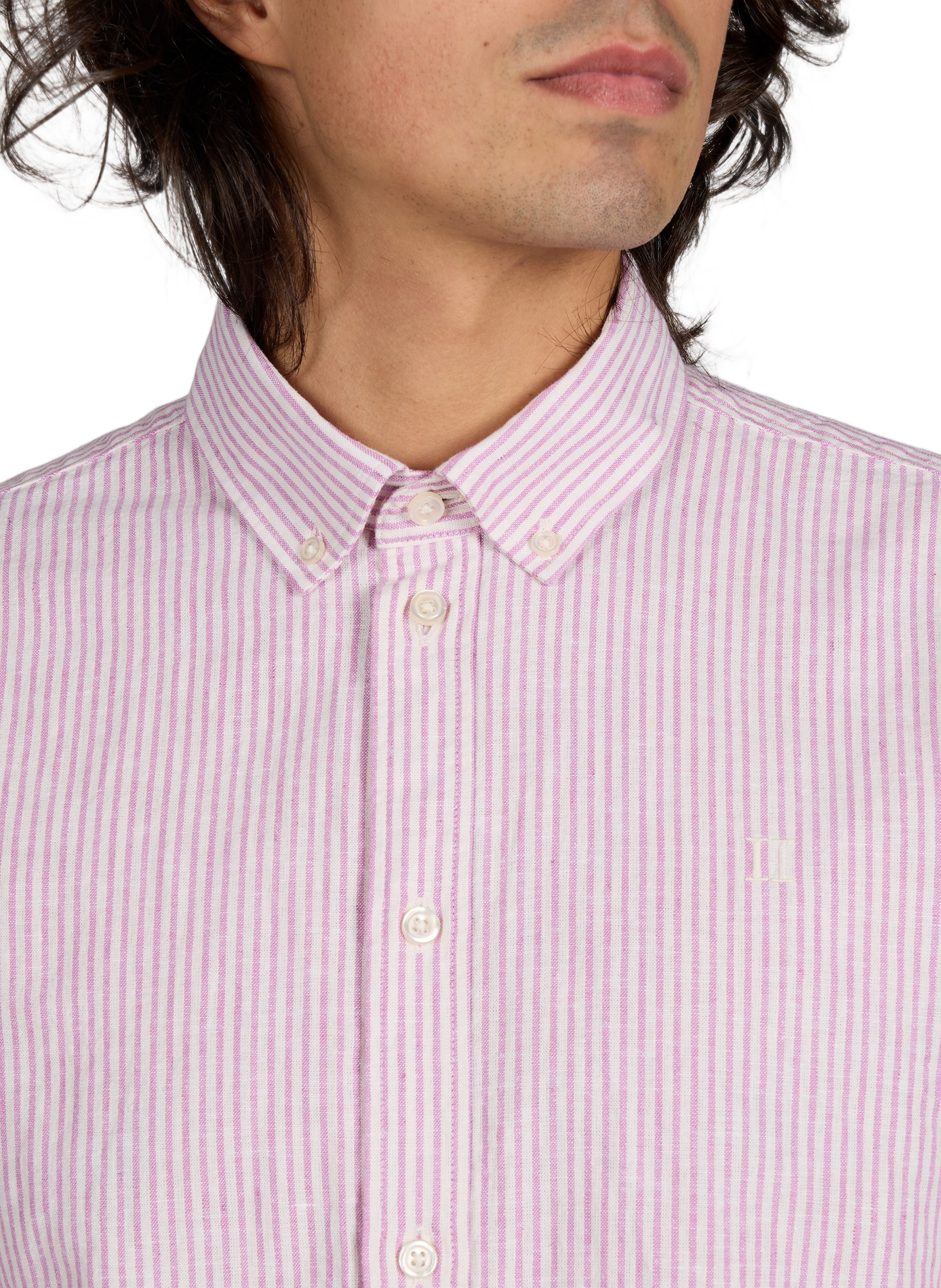 Chemise Konrad à rayures en coton et lin LES DEUX Rose