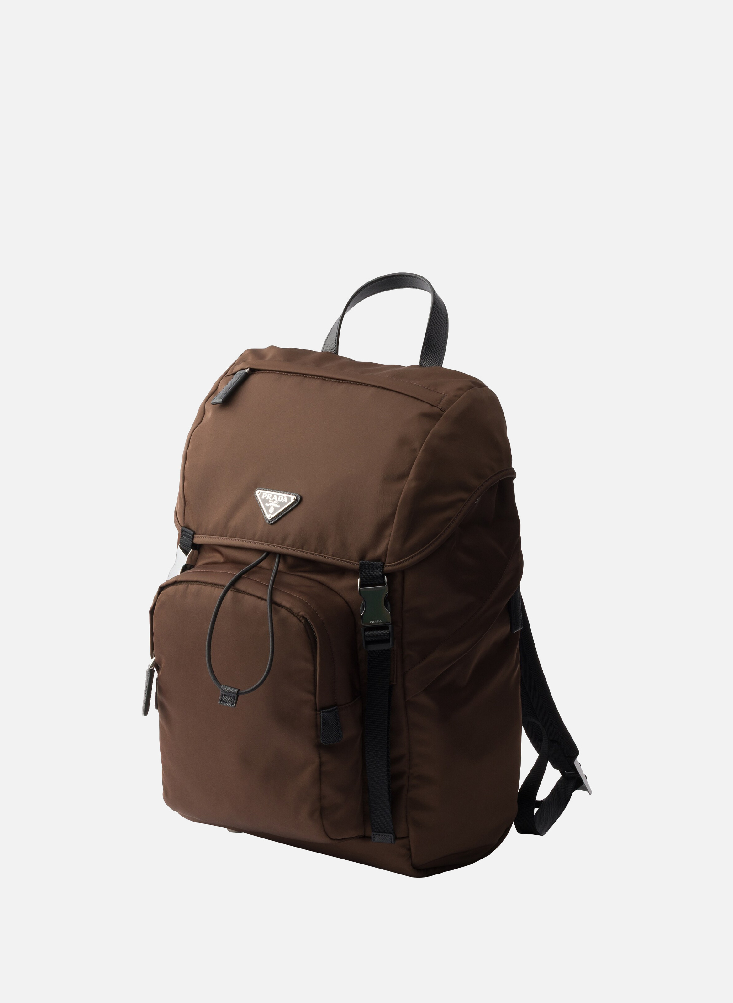 Sac à dos en re-nylon et cuir saffiano PRADA Marron