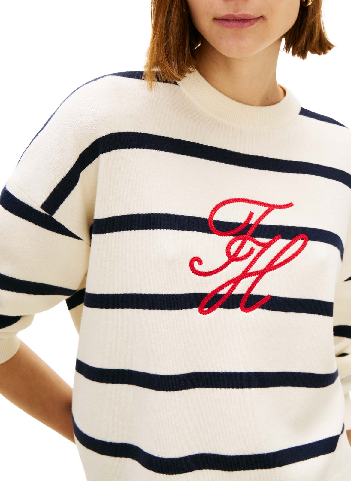 Pull logo à rayures en coton TOMMY HILFIGER Multicolore