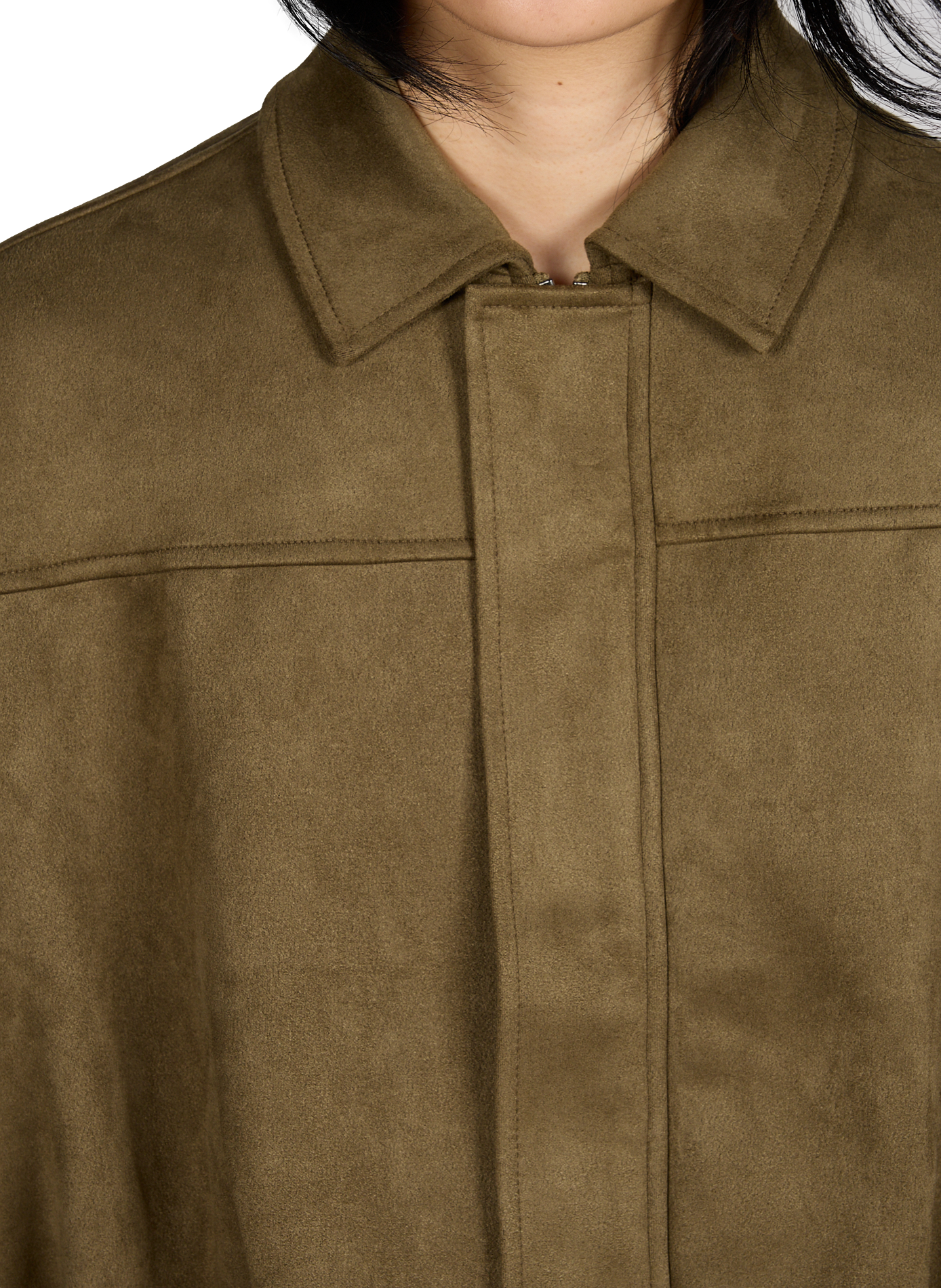 Suede jacket with classic collar VILA Green