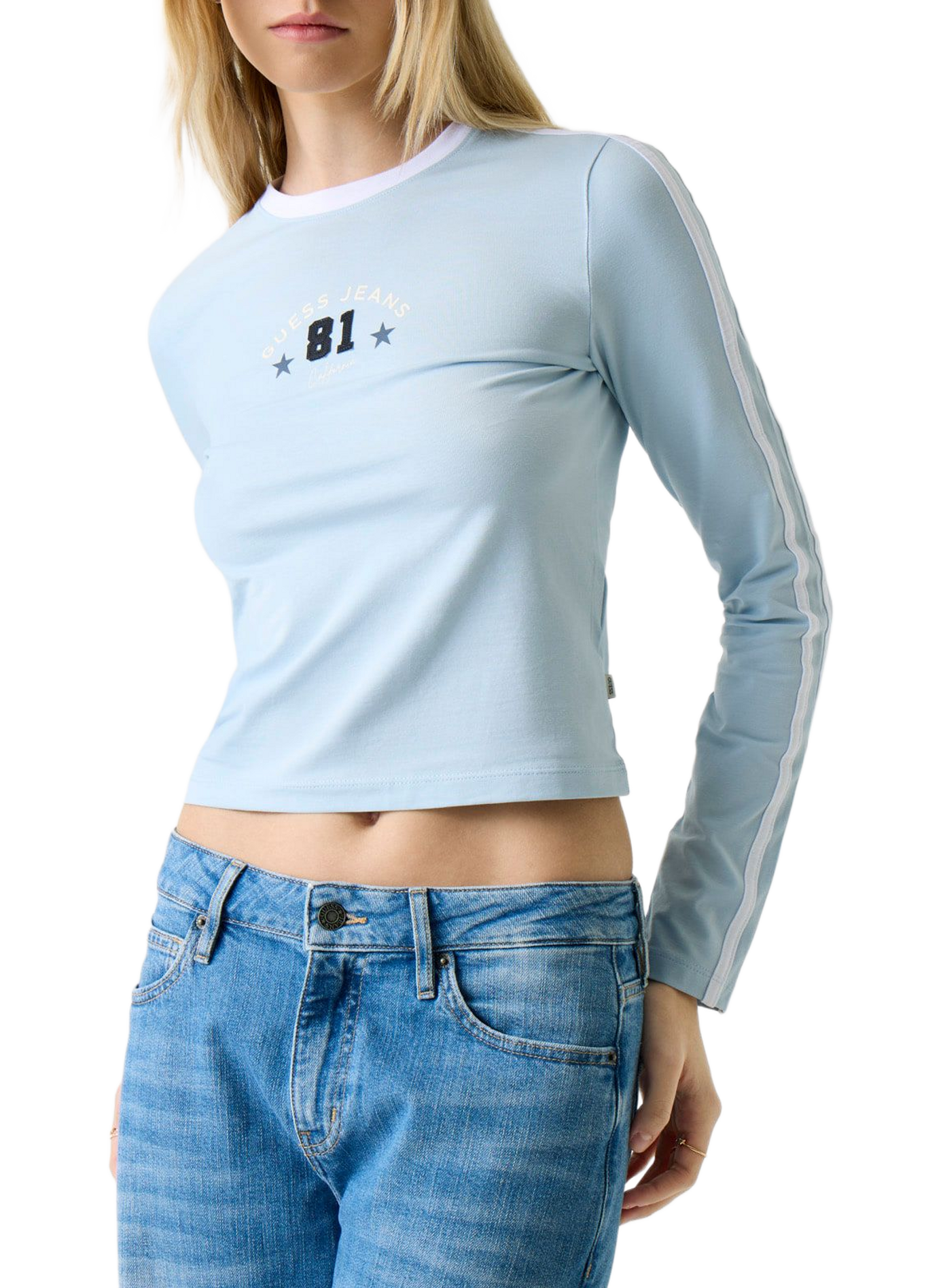 Printed cotton blend T-Shirt GUESS Blue