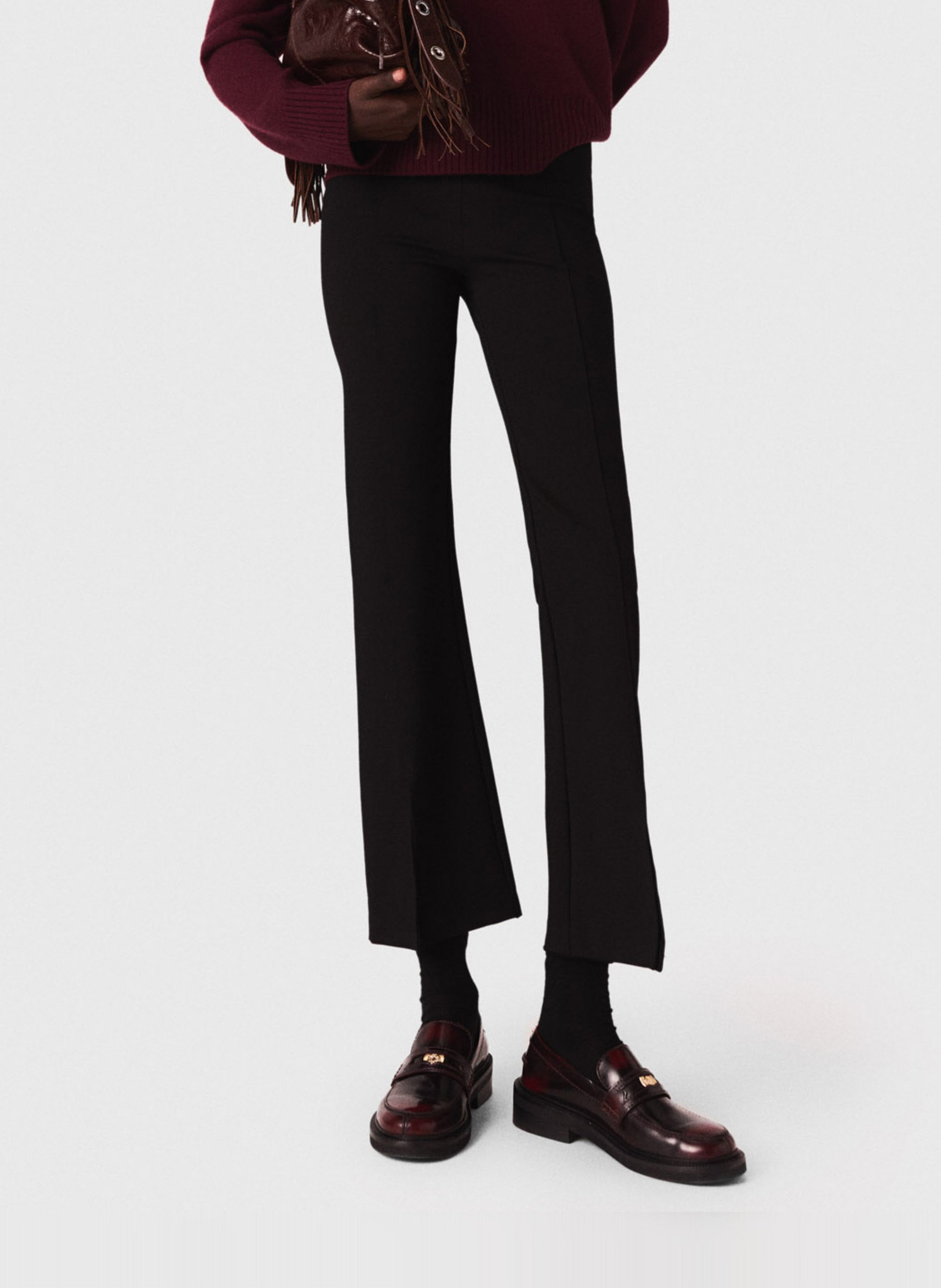 Pantalon fllare fendu MAJE Noir