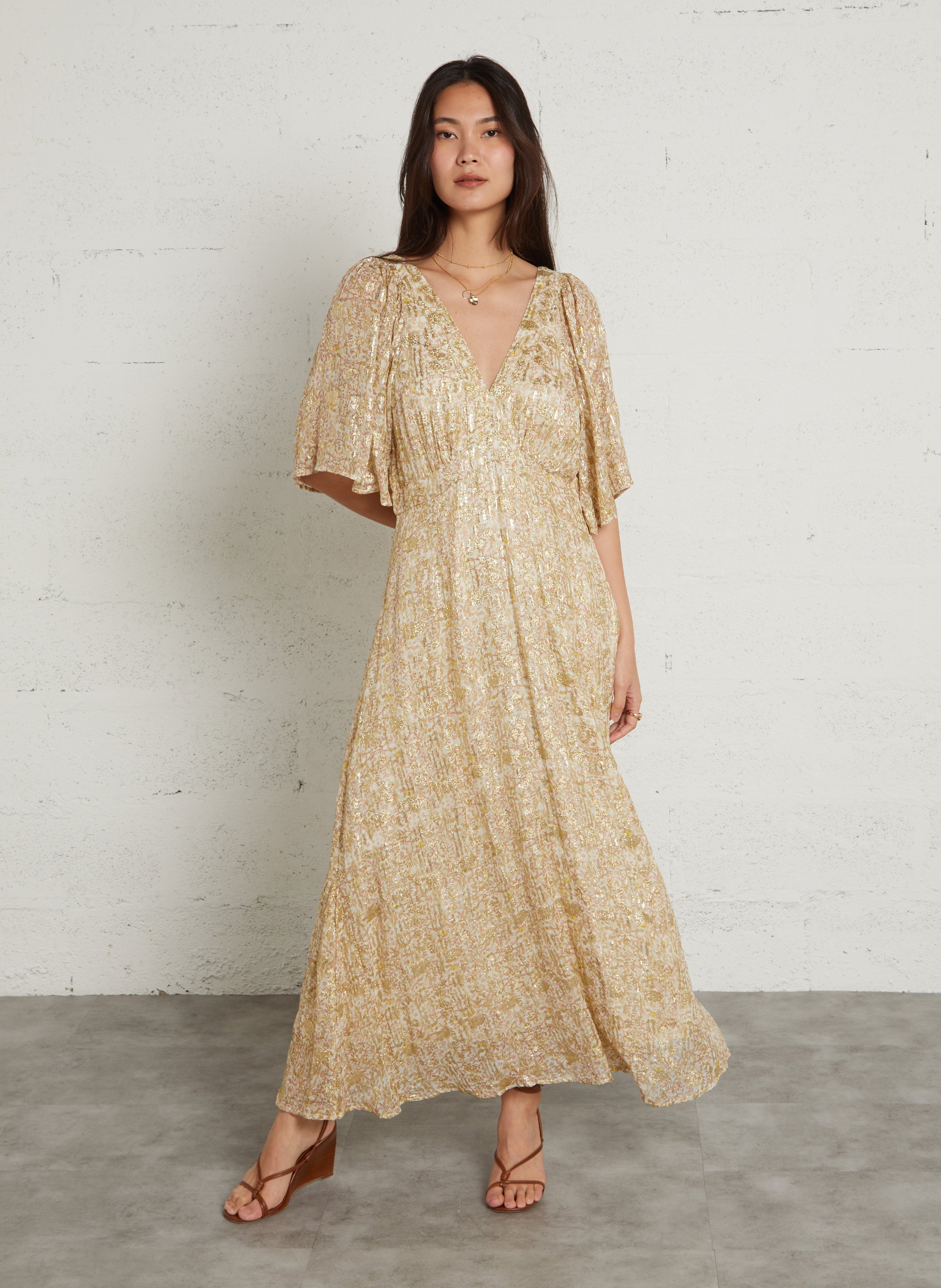 Robe longue imprimée col v bridget MAISON 123 Doré