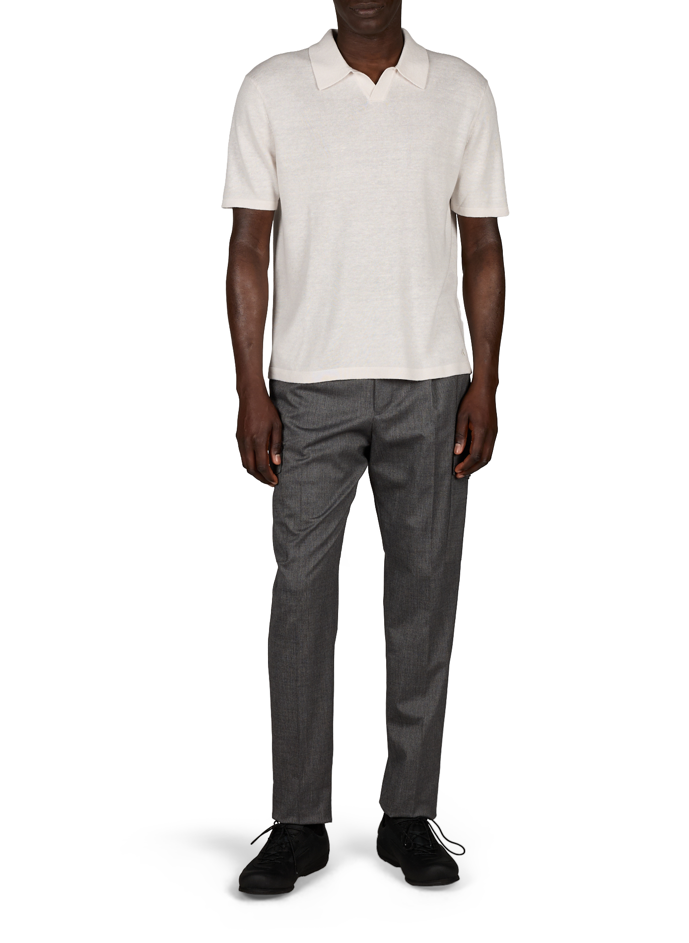 Straight Fit Short Sleeve Linen Blend Polo CALVIN KLEIN Beige