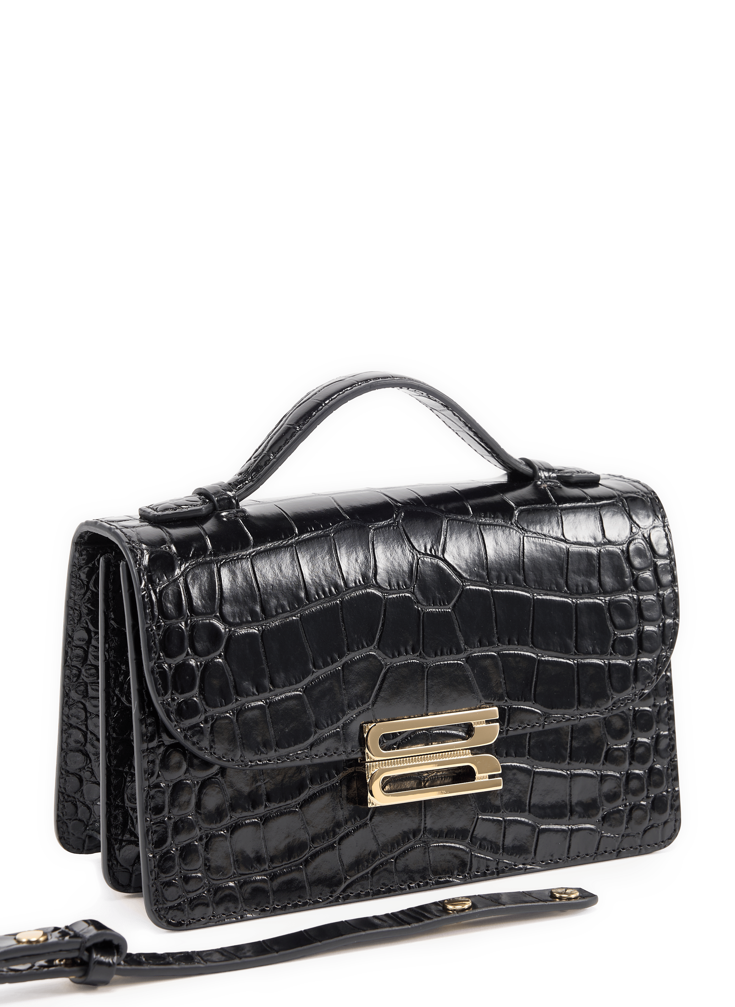 Crocodile effect Dorian bag in calf leather VICTORIA BECKHAM Black