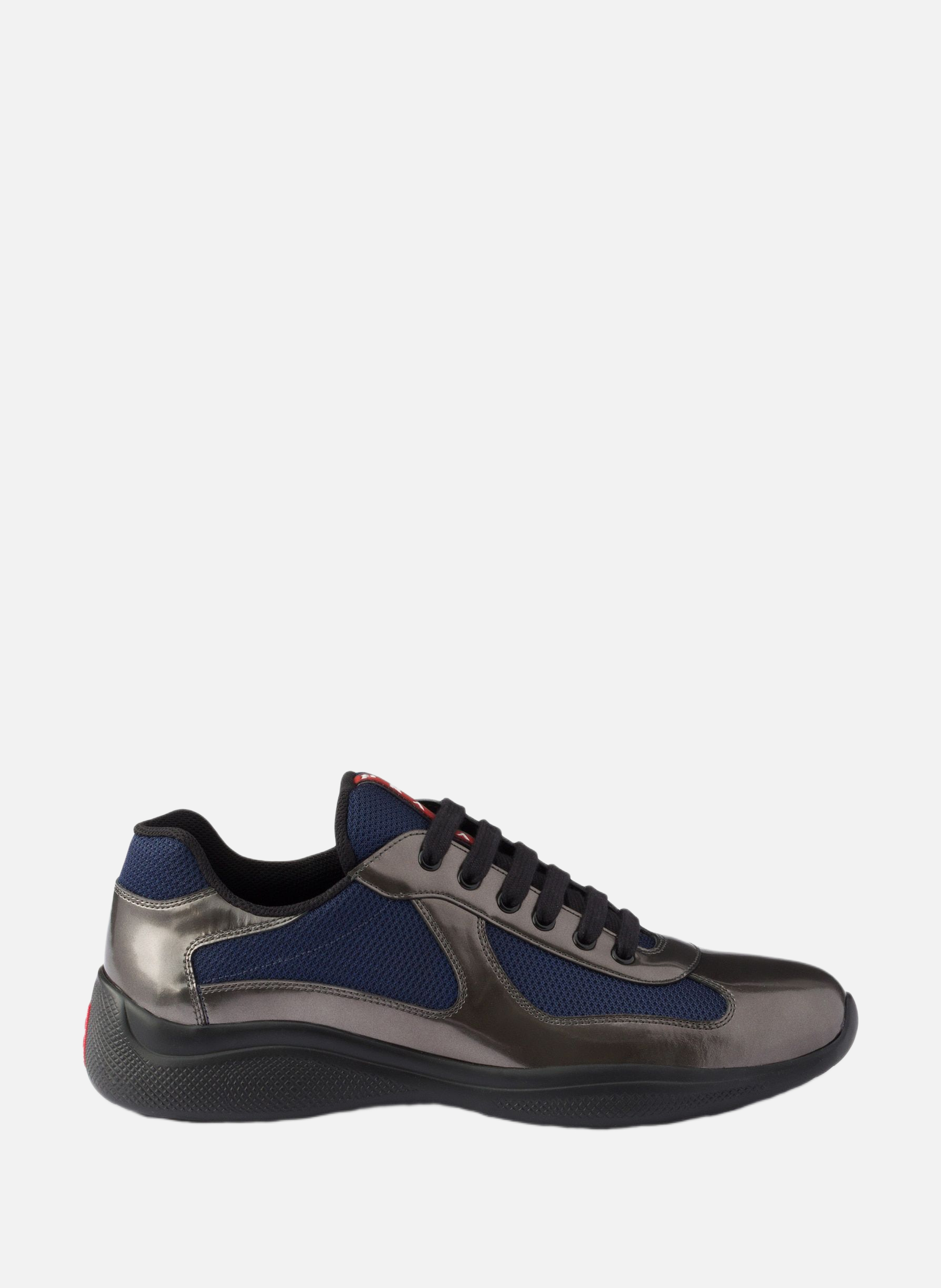 Baskets prada america’s cup en cuir métallisé et t PRADA Gris