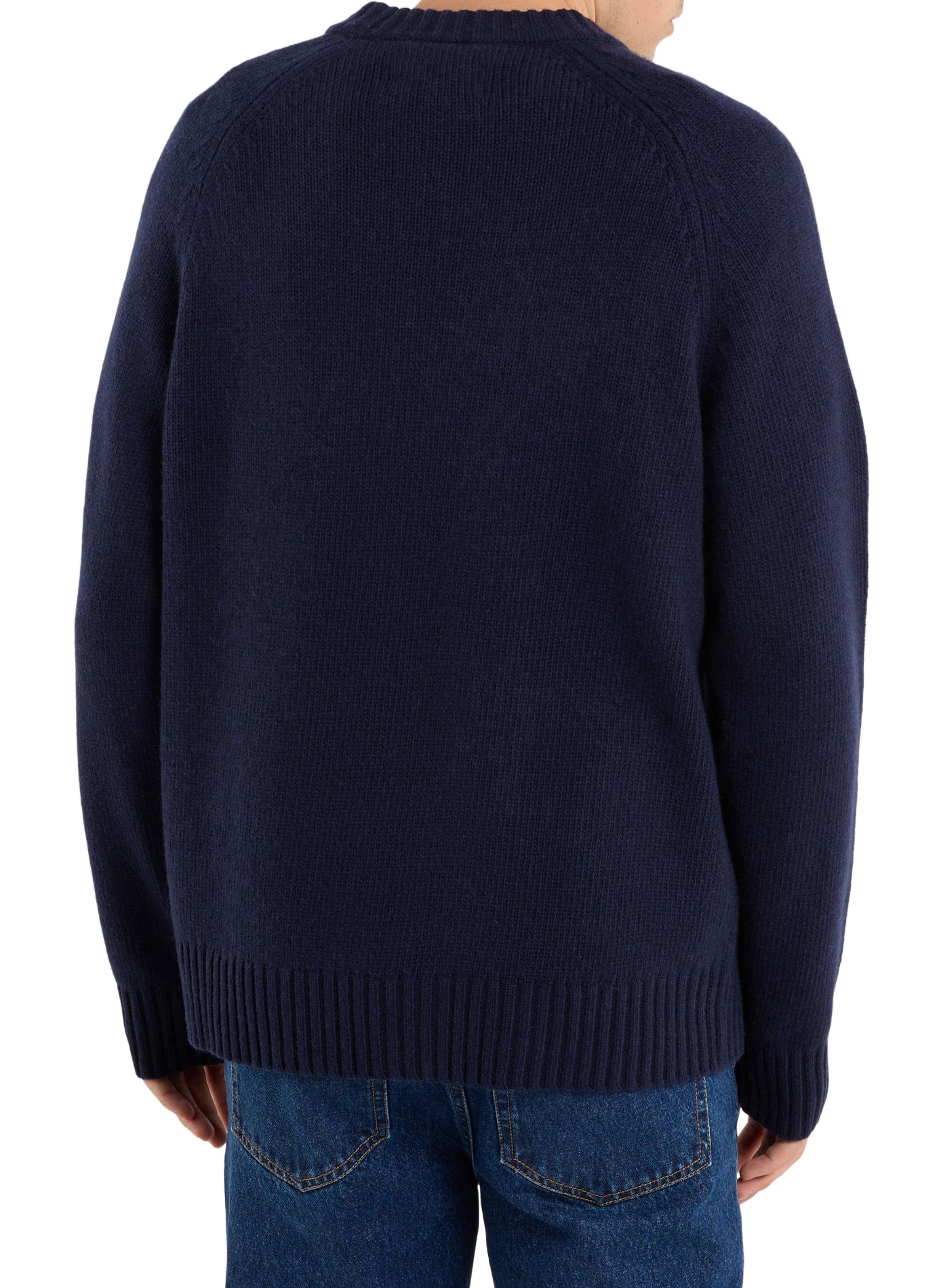 Round neck wool straight sweater SAISON 1865 Blue