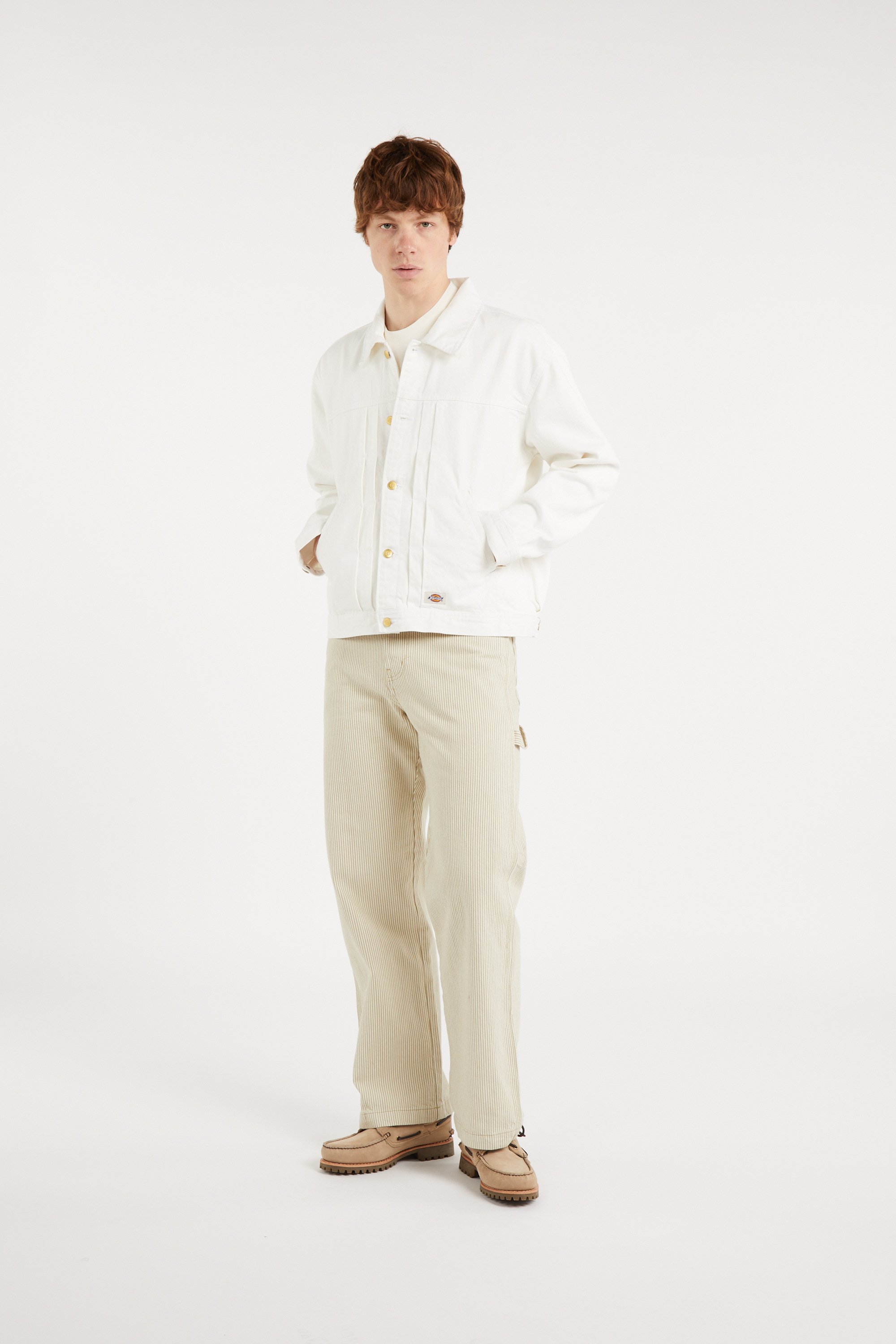 Veste selvedge pleated denim jacket DICKIES Blanc