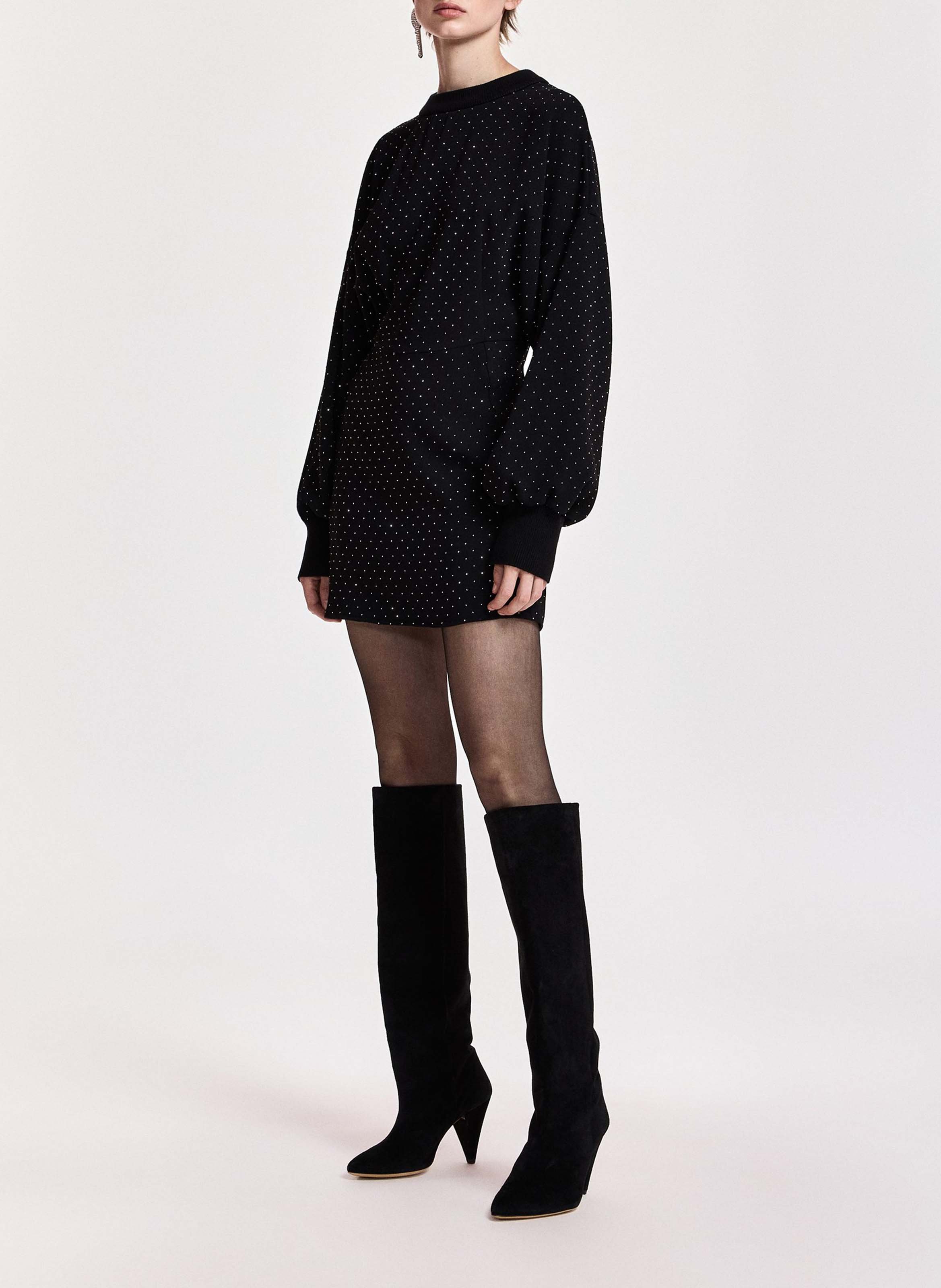 Robe courte cintrée à strass kathleen ESSENTIEL ANTWERP Noir