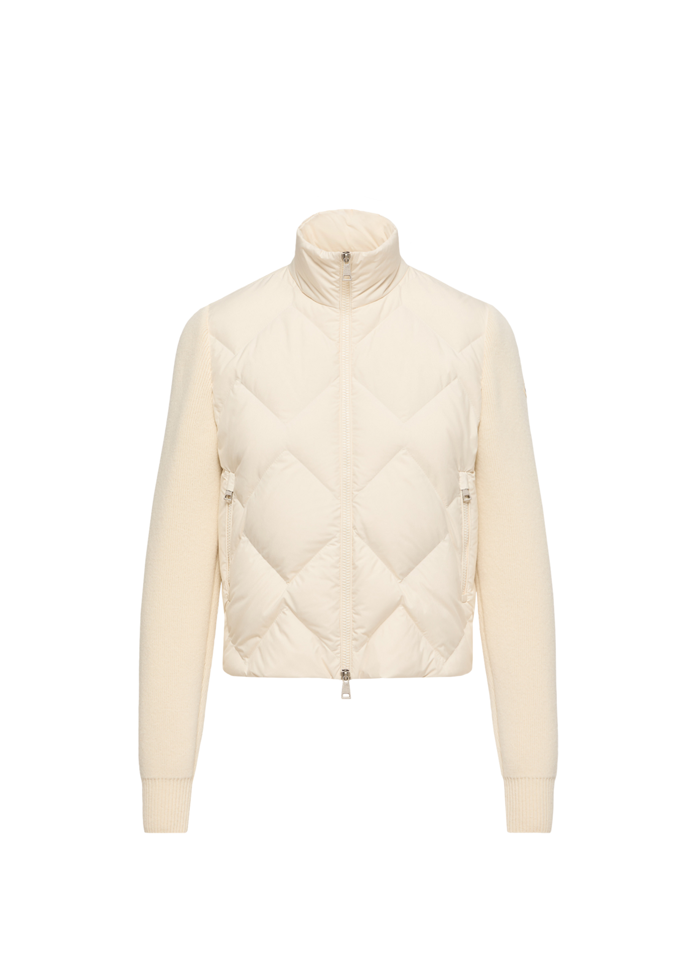 Cardigan col montant matelassé en laine mélangée MONCLER Blanc