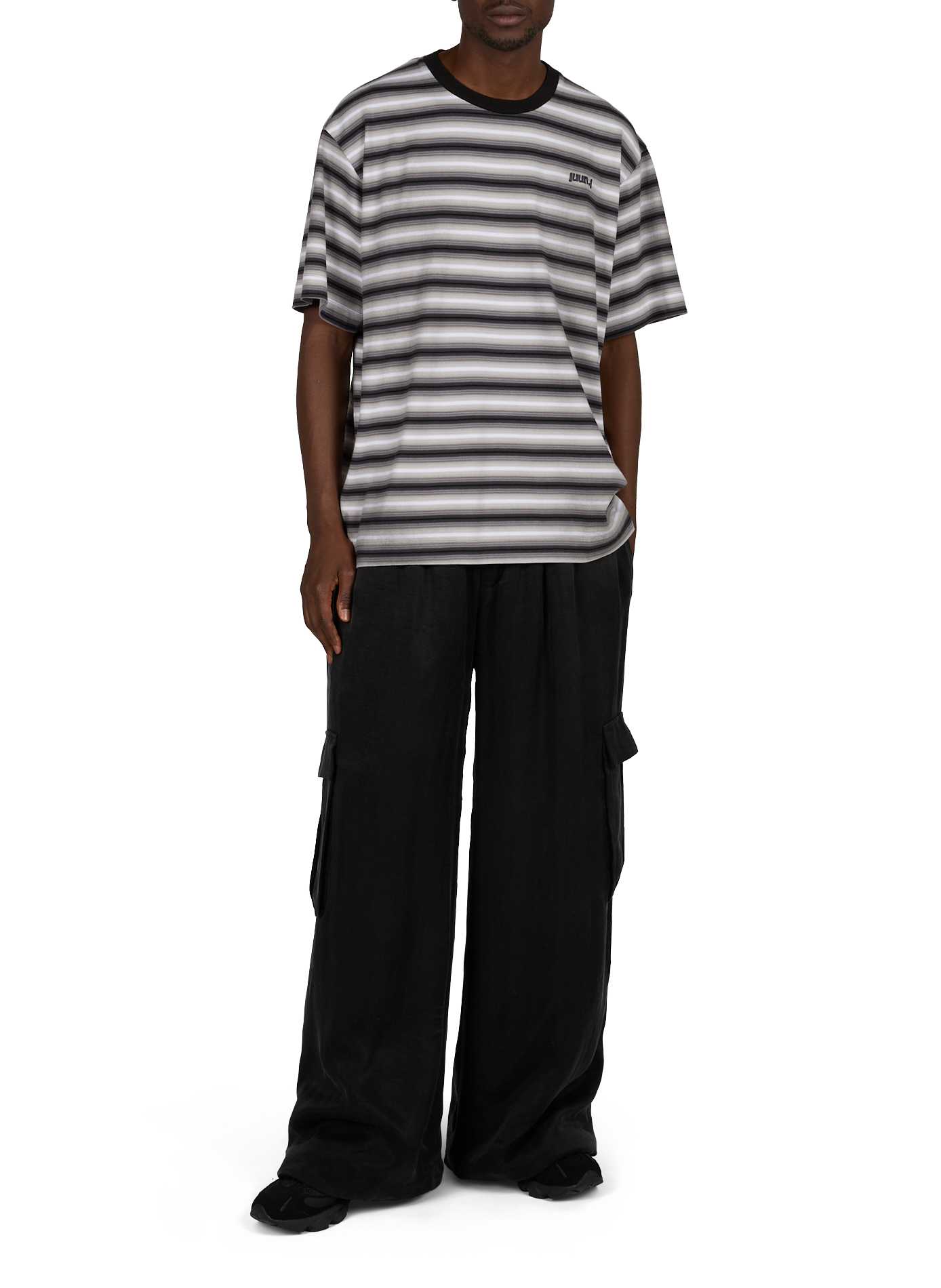 Striped cotton T-shirt JUUN.J Black