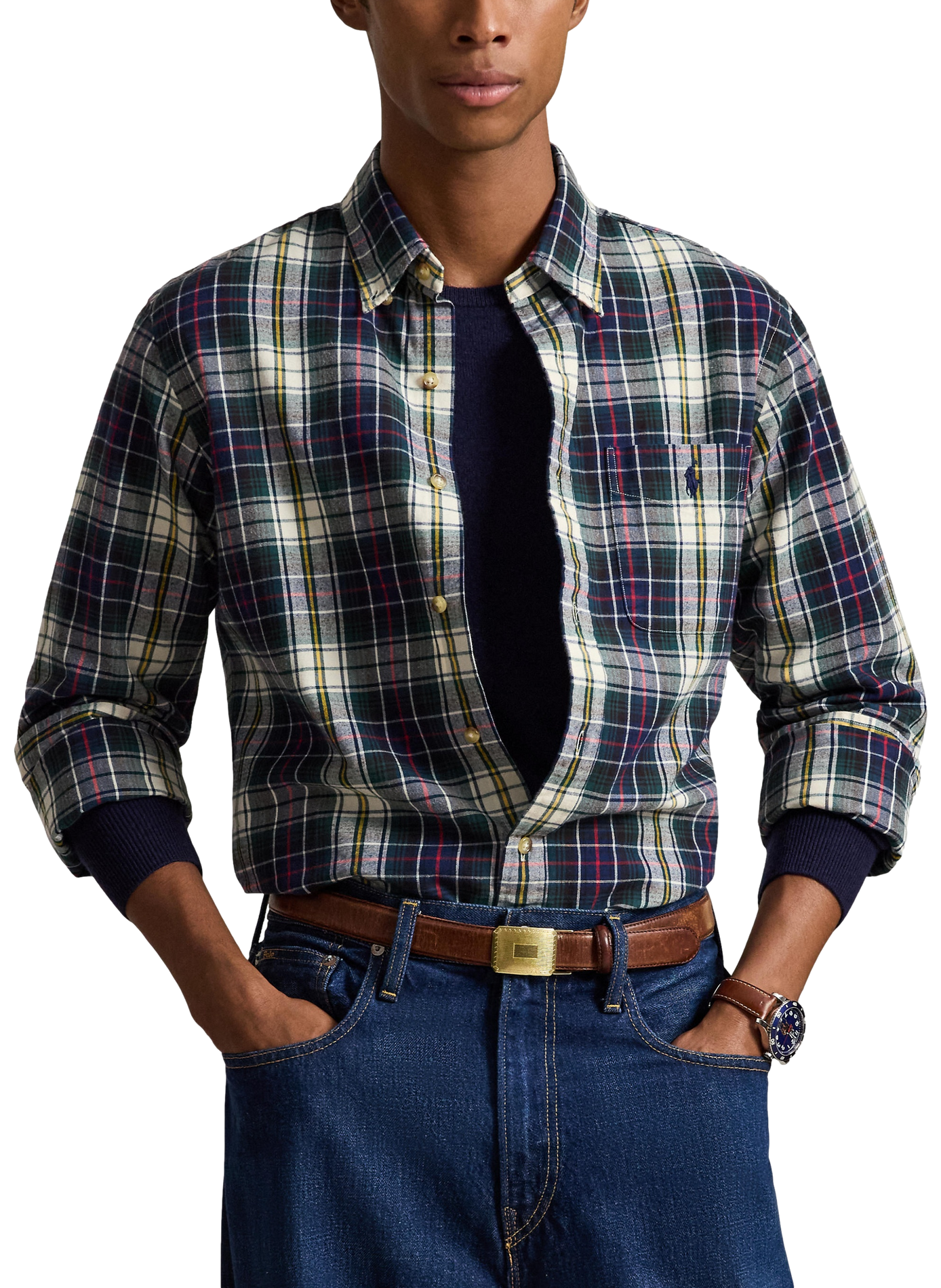 Chemise à carreaux en coton POLO RALPH LAUREN Bleu