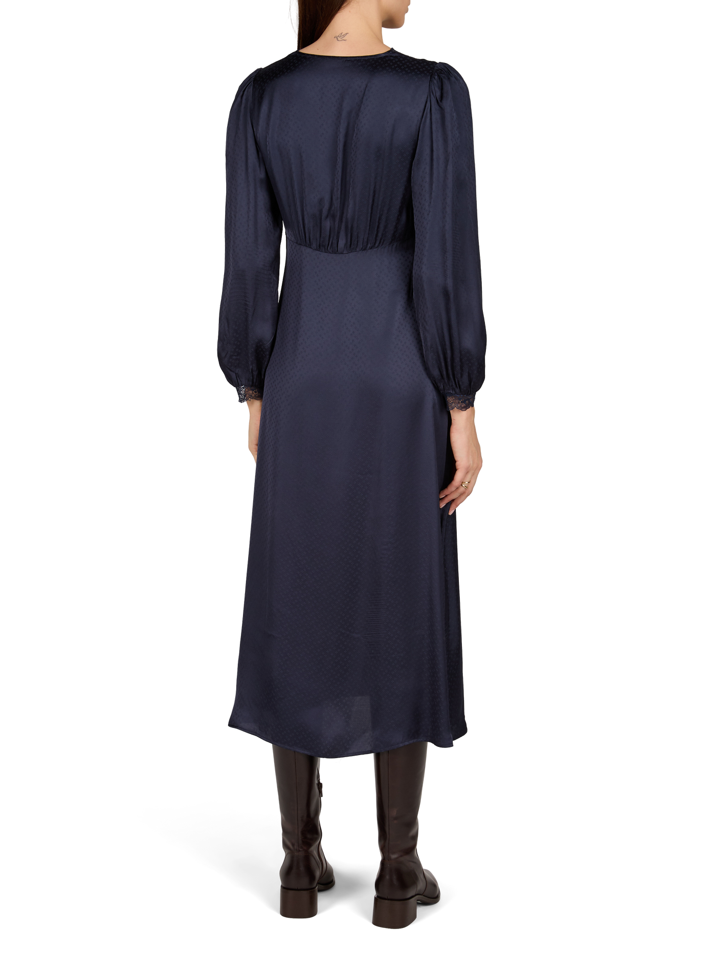 Robe col V à détails dentelle Lolita PETITE MENDIGOTE Bleu