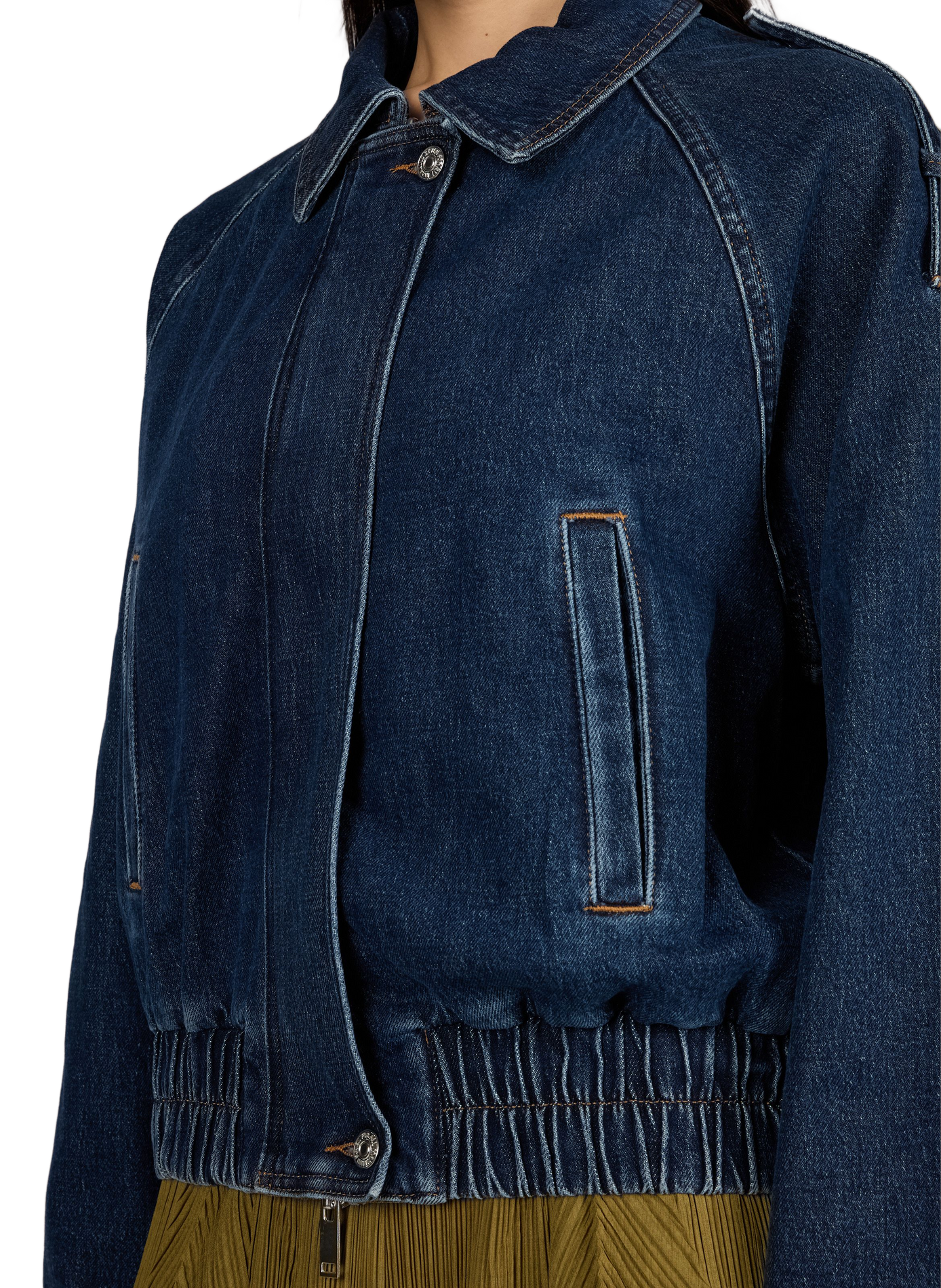 Veste aviateur en denim de coton mélangé 7 FOR ALL MANKIND Bleu