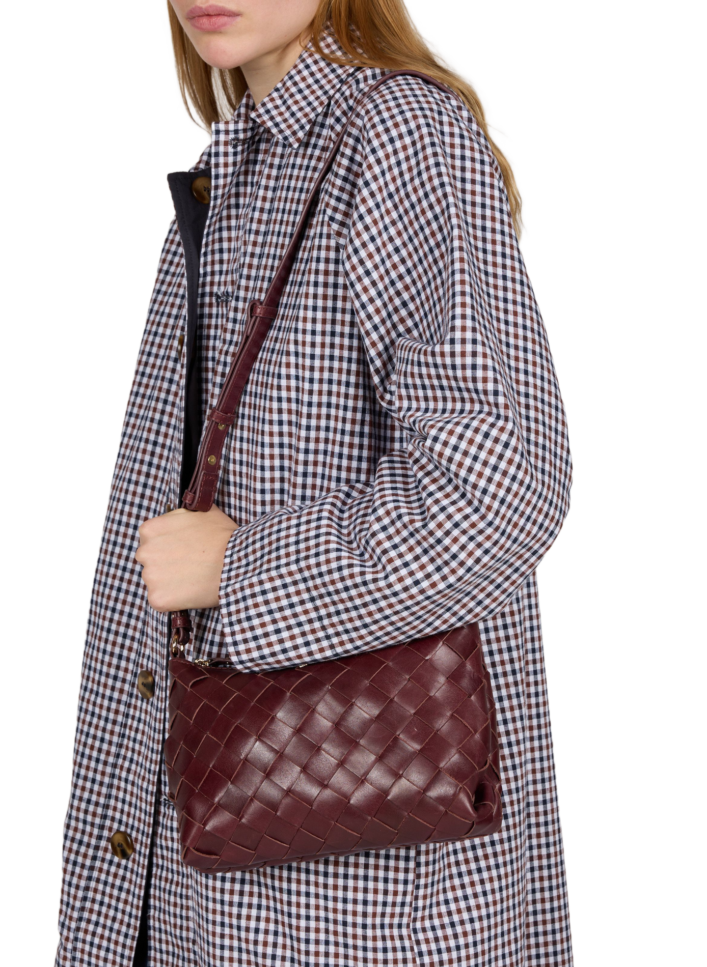 Woven leather shoulder bag PETITE MENDIGOTE Red