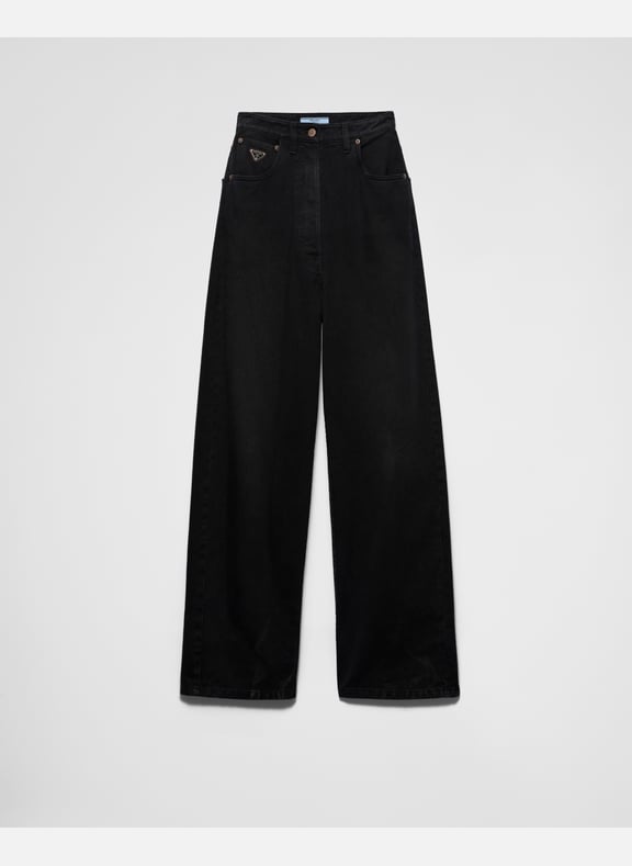Jean jambe large en denim Noir by PRADA PRADA Jean jambe large en denim Noir