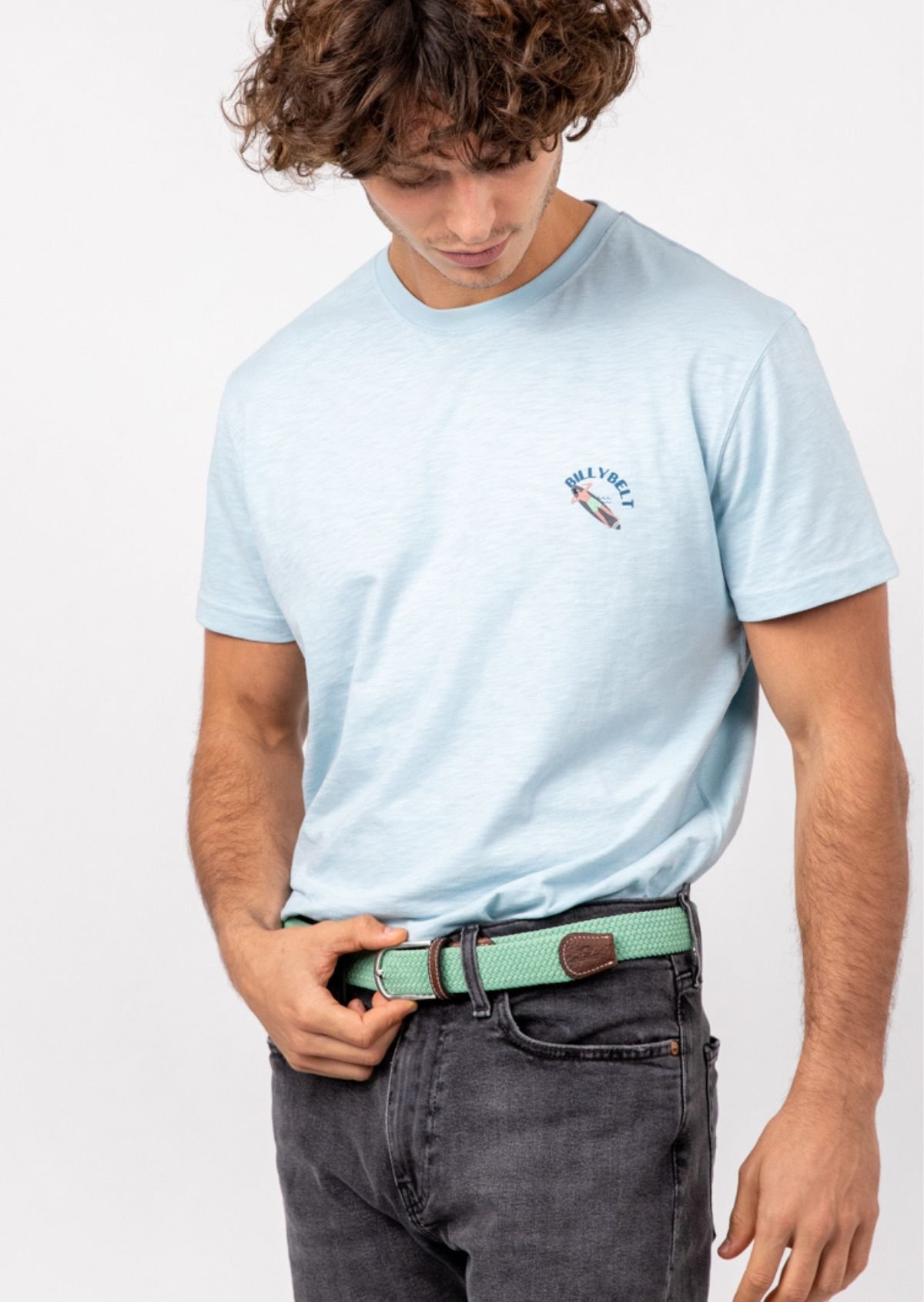 Ceinture tressée élastique unie BILLYBELT Vert