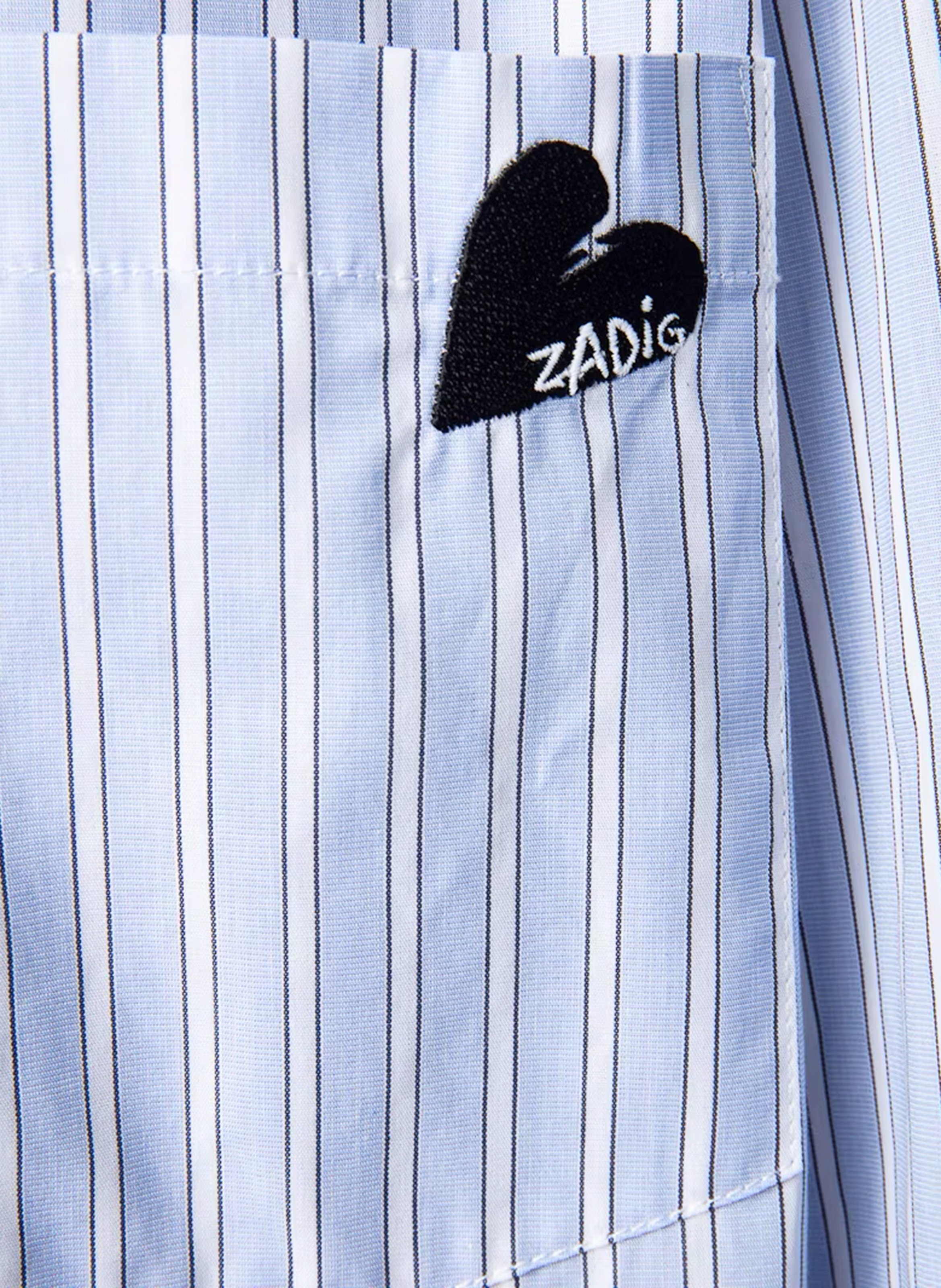 Chemise droite rayée avec broderie morning ZADIG&VOLTAIRE Bleu