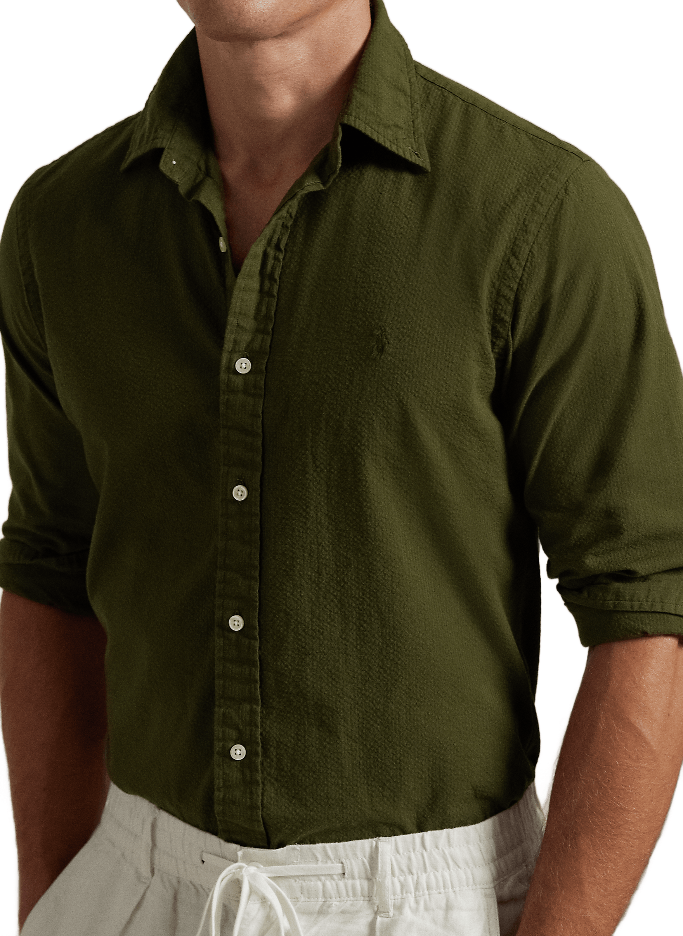 Seersucker cotton shirt POLO RALPH LAUREN Green