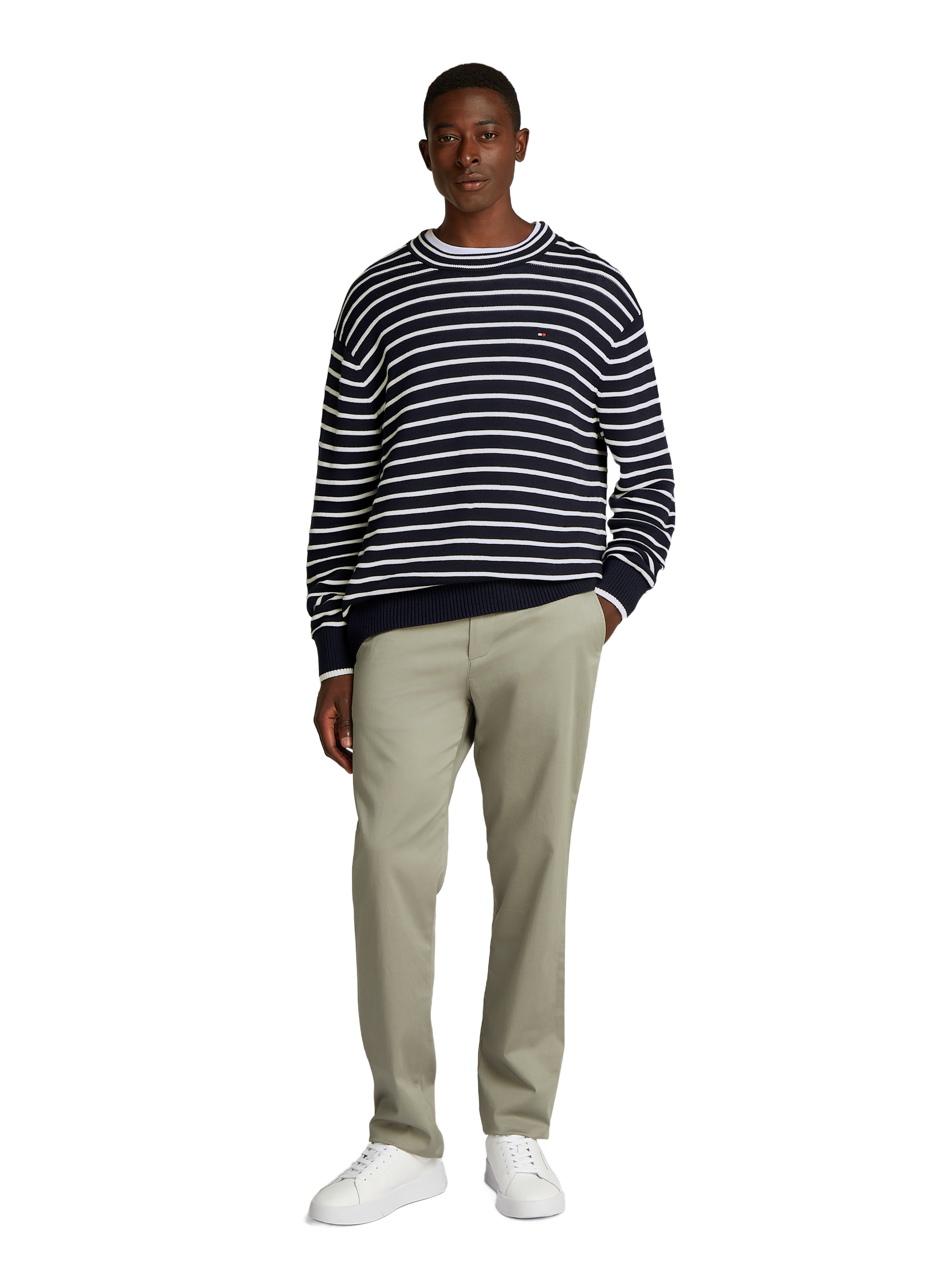 Pull rayé en coton TOMMY HILFIGER Bleu