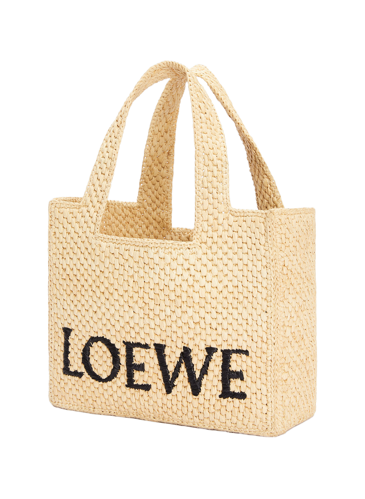 LOEWE Small Raffia and Leather Font Tote LOEWE Beige
