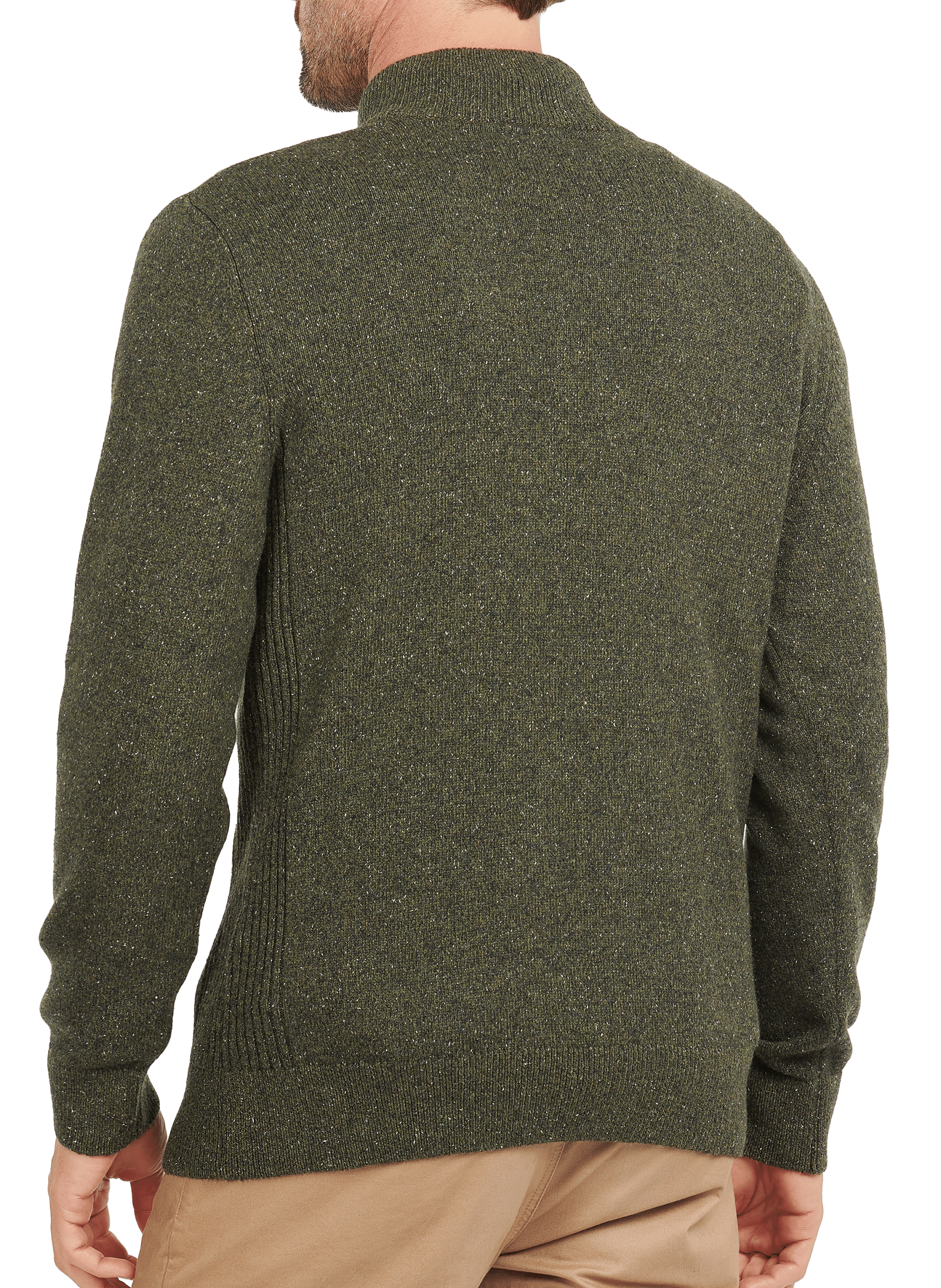 Pull droit à col montant en laine mélangée BARBOUR Marron