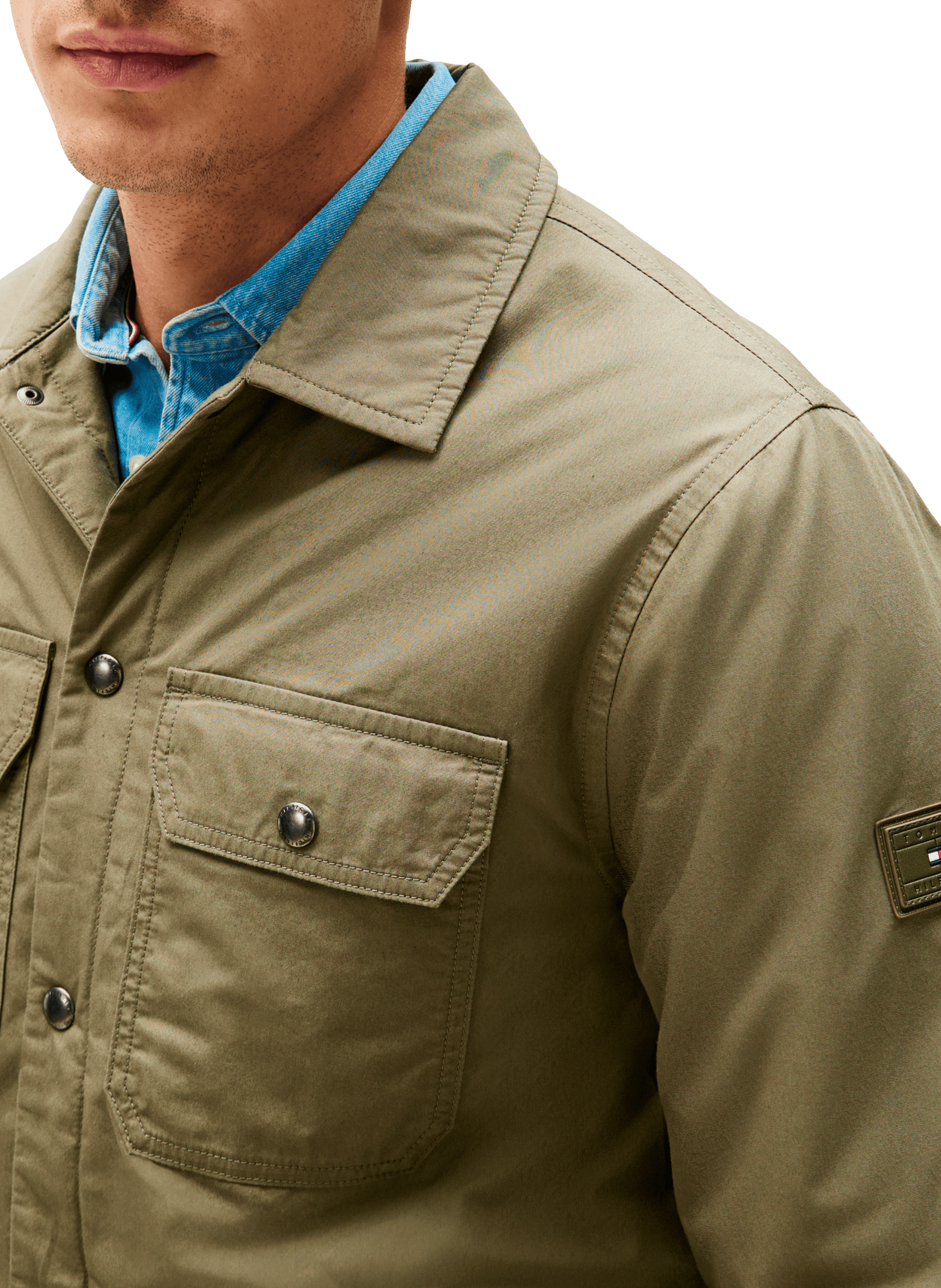 Straight cotton overshirt TOMMY HILFIGER Green