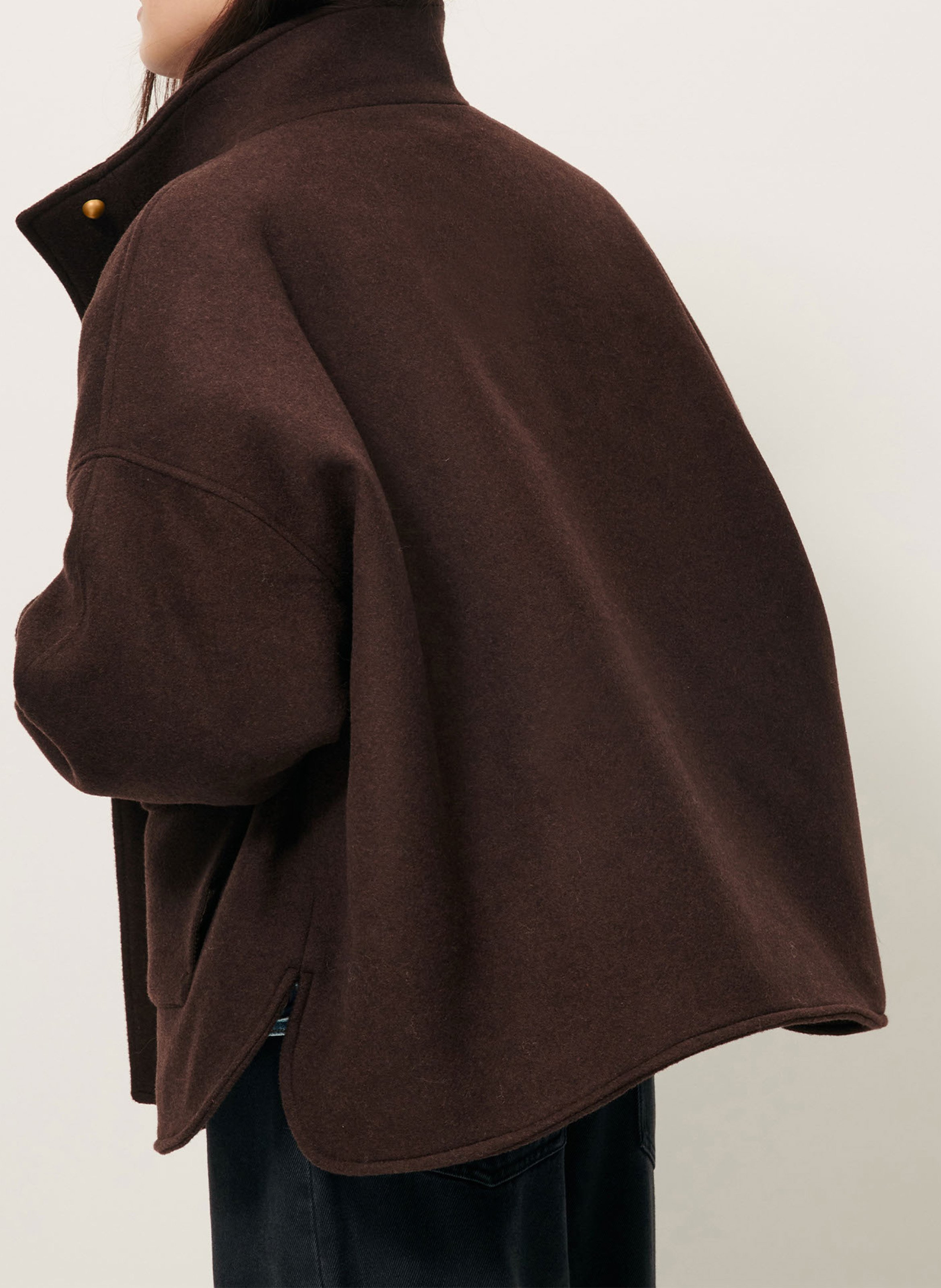 Manteau col montant en laine mélangée east side SESSUN Marron