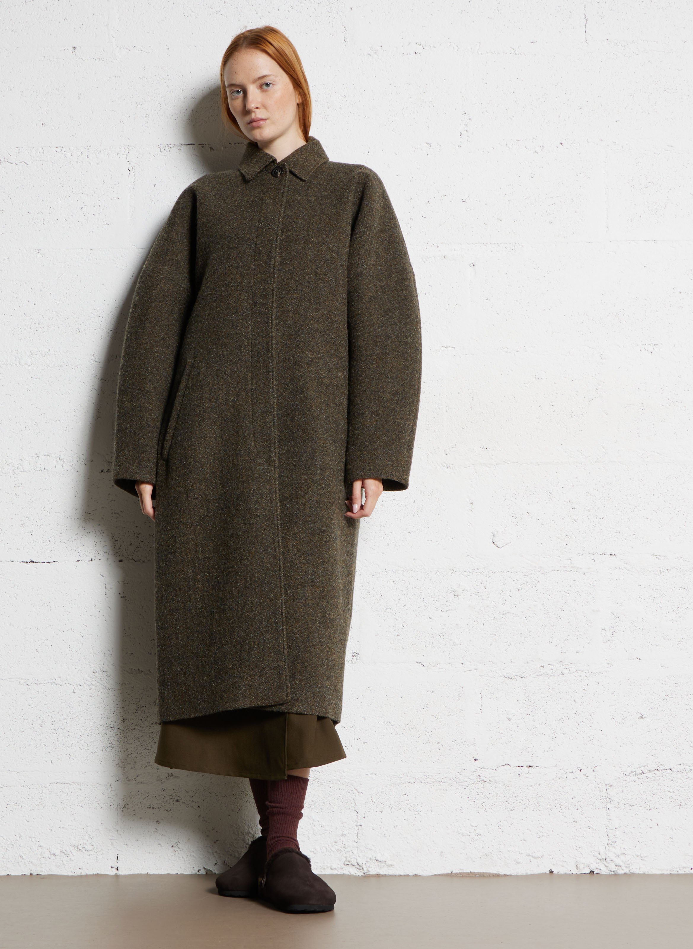 Long manteau en laine guilhem SOEUR Kaki