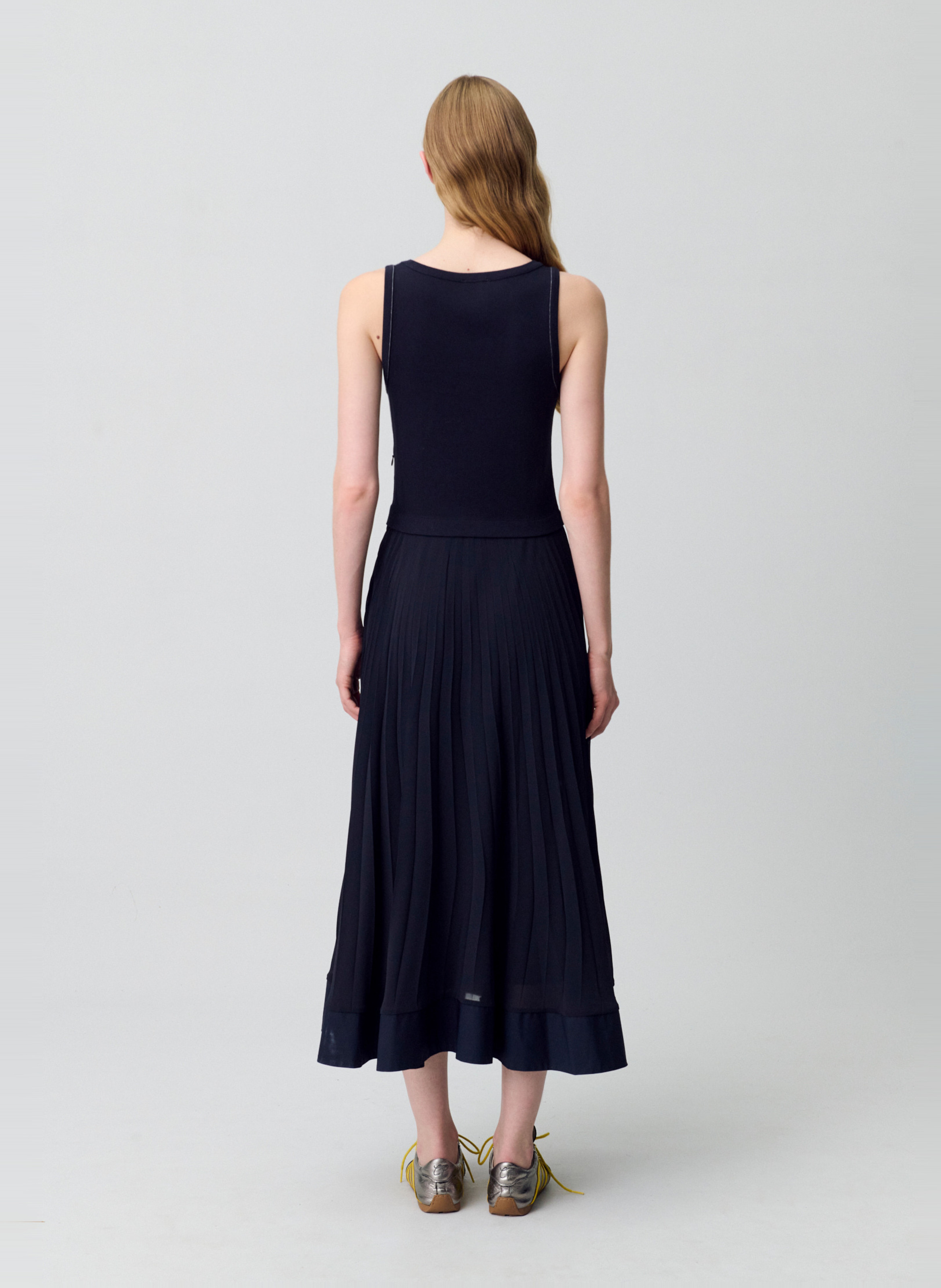 Robe longue plissée Bleu